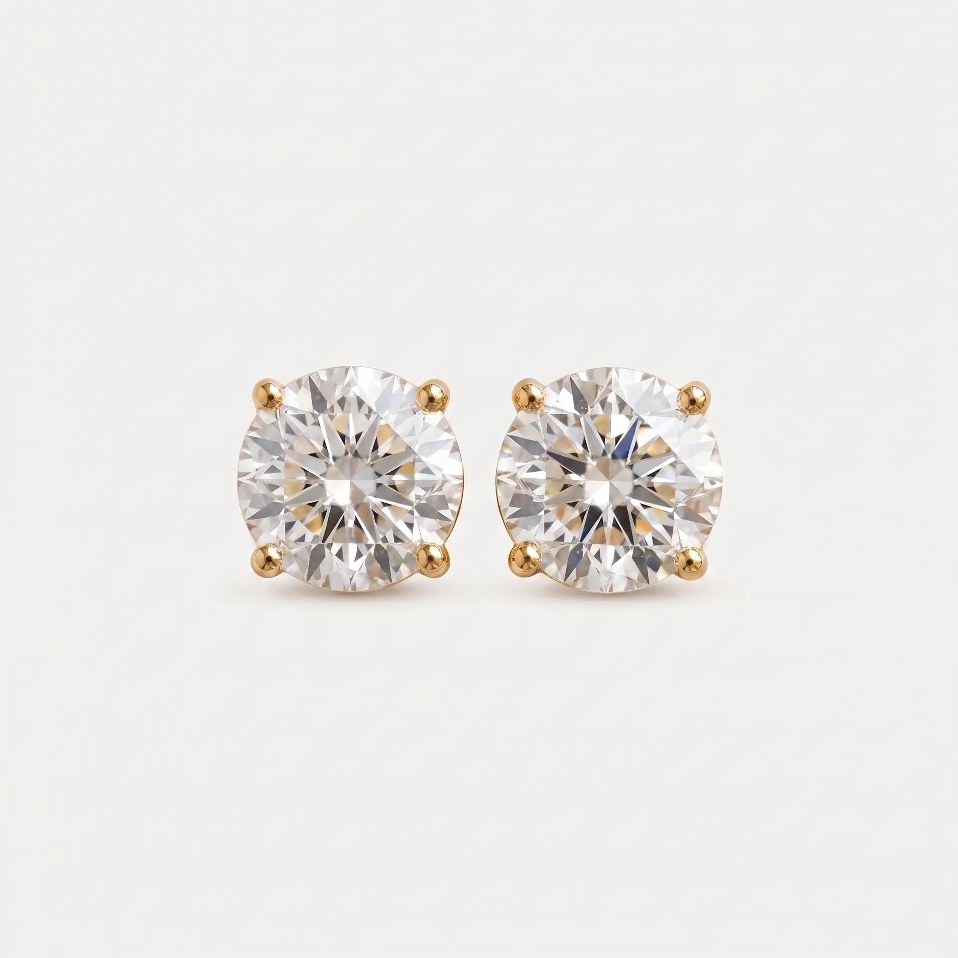 Portuguese Cut Diamond Solitaire Stud Earrings