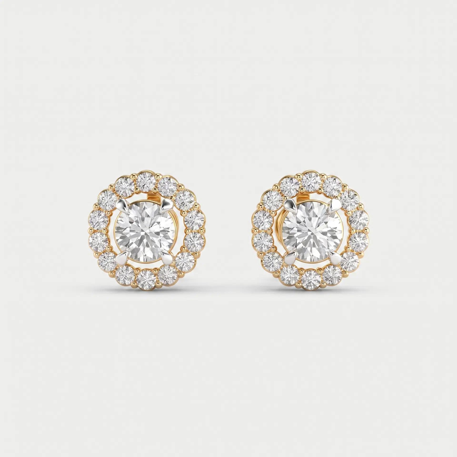 Round Diamond Halo Stud Earrings