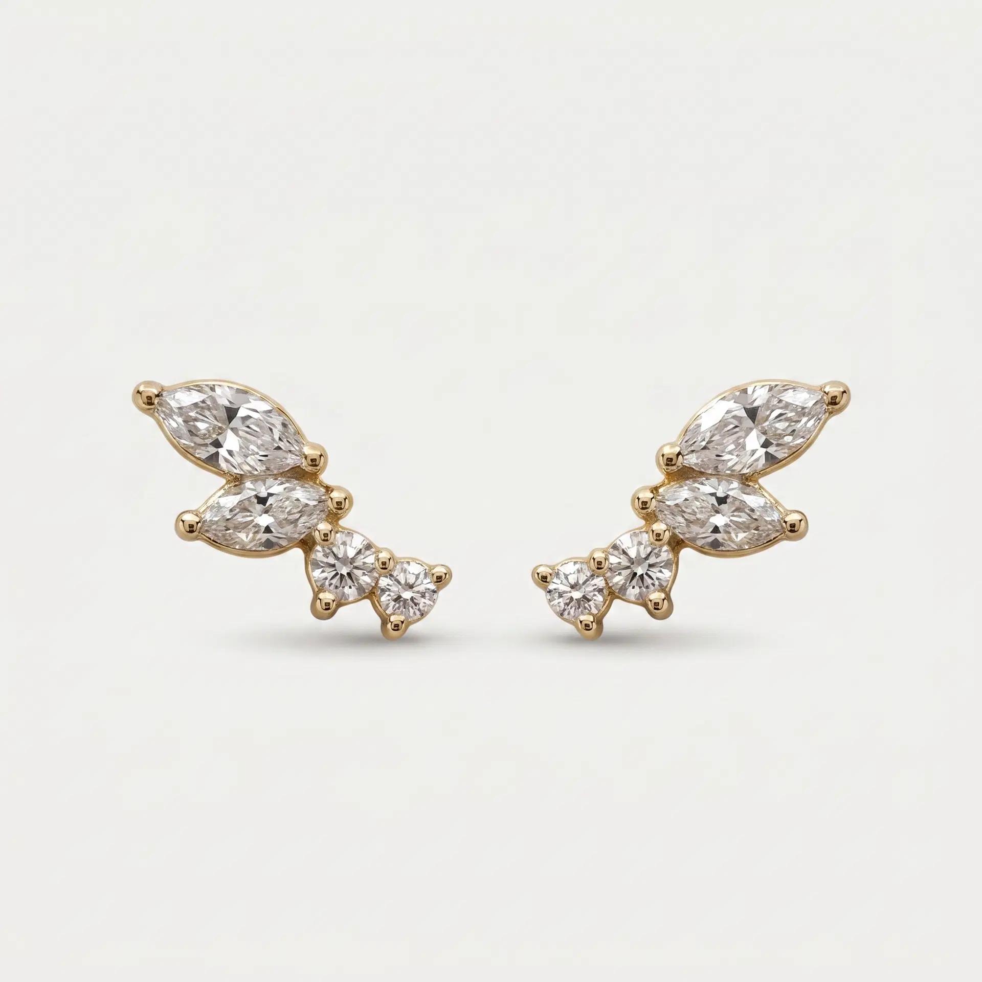 Marquise and Round Diamond Ear Studs