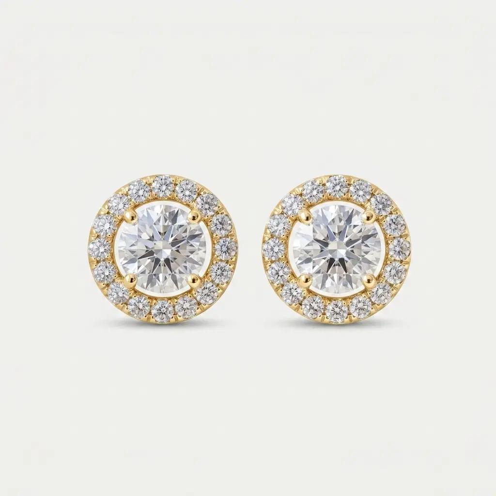 Classic Halo Diamond Stud Earrings
