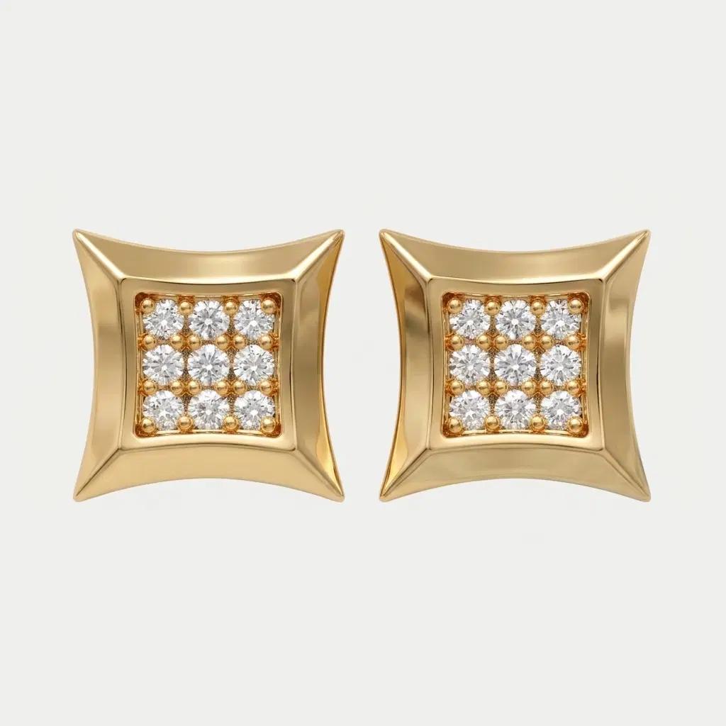 Round Diamond Pavé Kite Stud Earrings