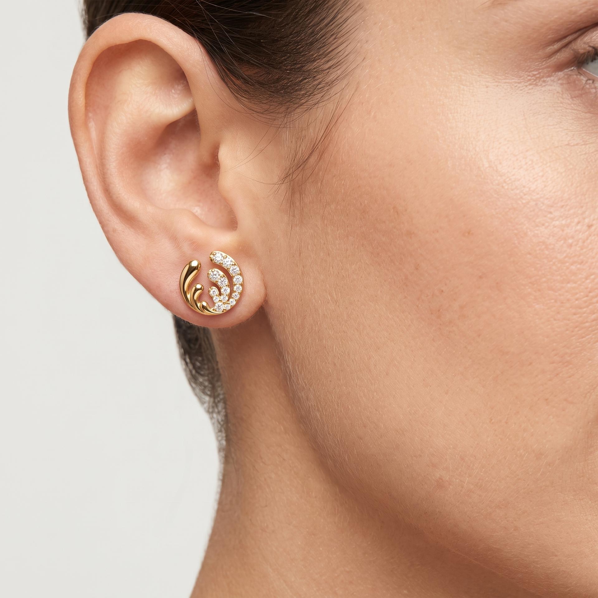 Pavé Swirl Diamond Stud Earrings on model