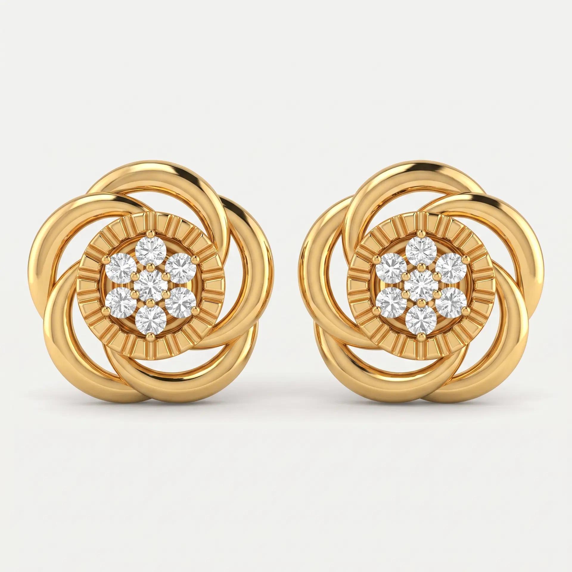 Interlocking Floral Diamond Stud Earrings