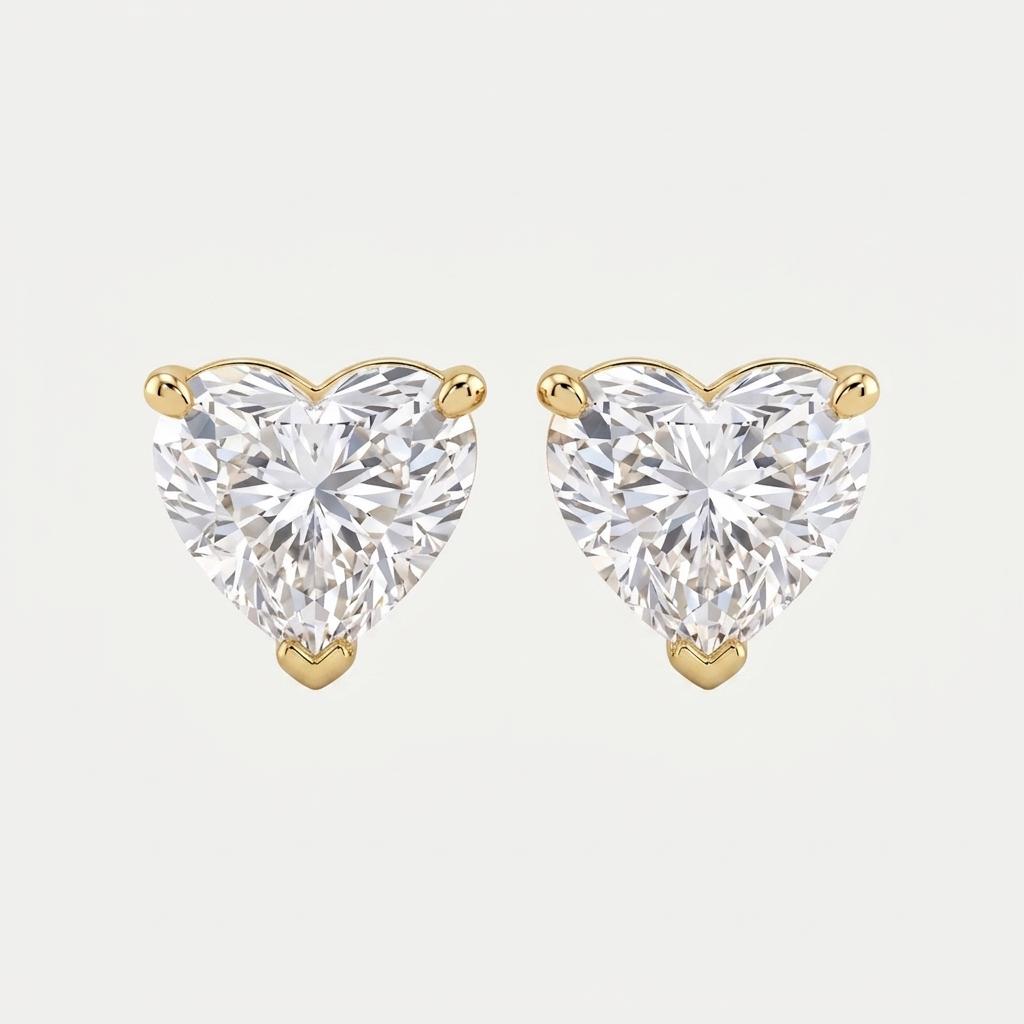 Heart Solitaire Stud Earrings