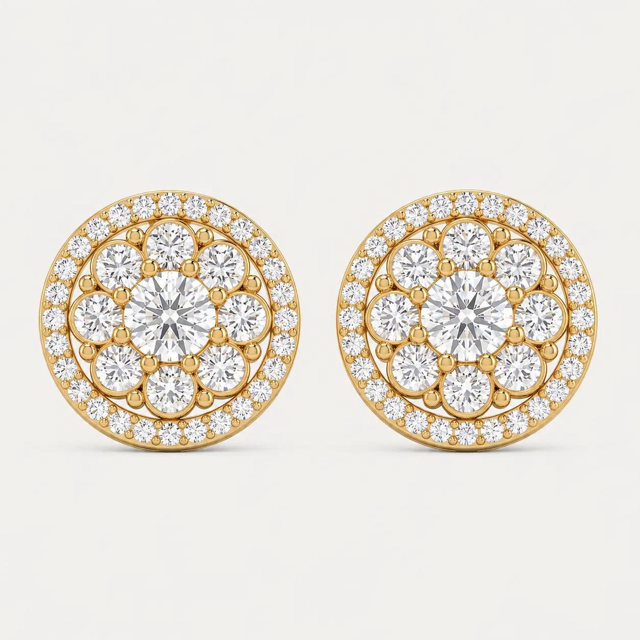 Celestial Halo Diamond Stud Earrings