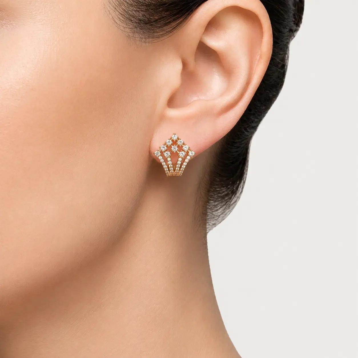 Radiance Diamond Fan Earrings on model