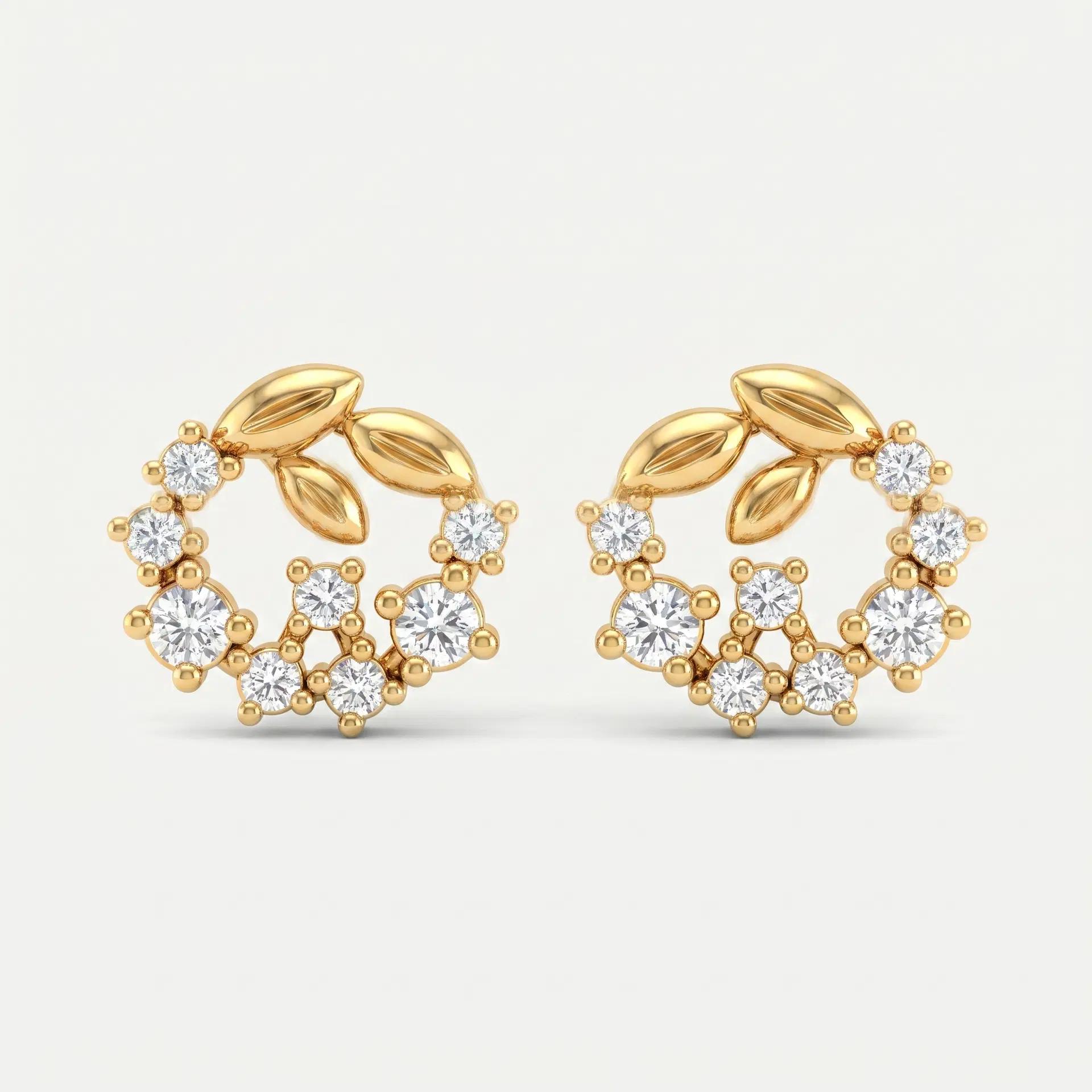 Floral Diamond Stud Earrings