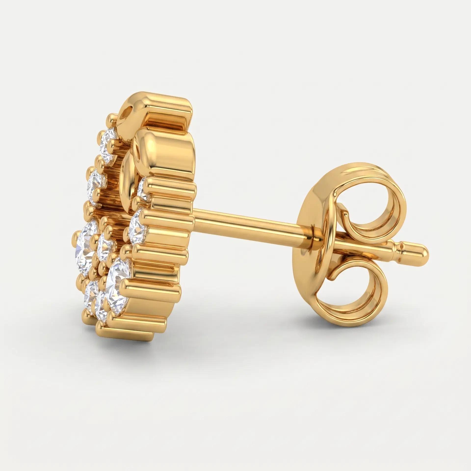 Floral Diamond Stud Earrings on model
