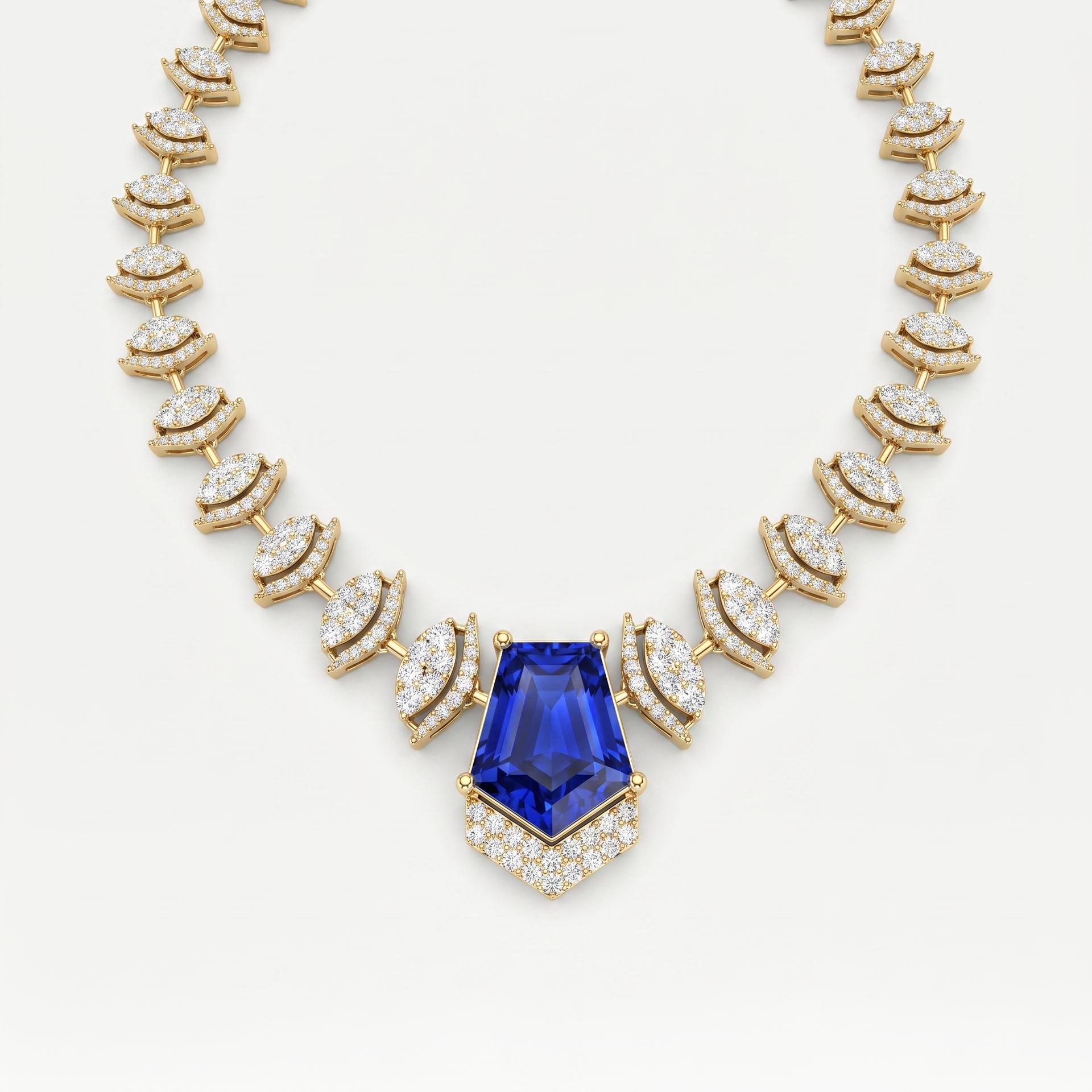 Fancy Blue Diamond Statement Necklace