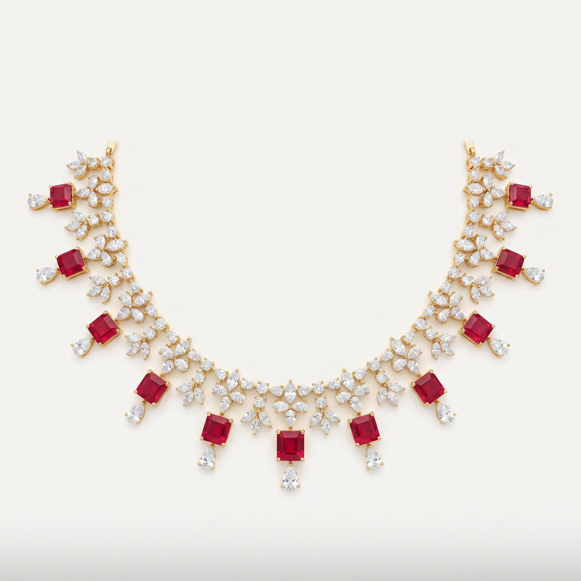 Ruby Floral Diamond Necklace