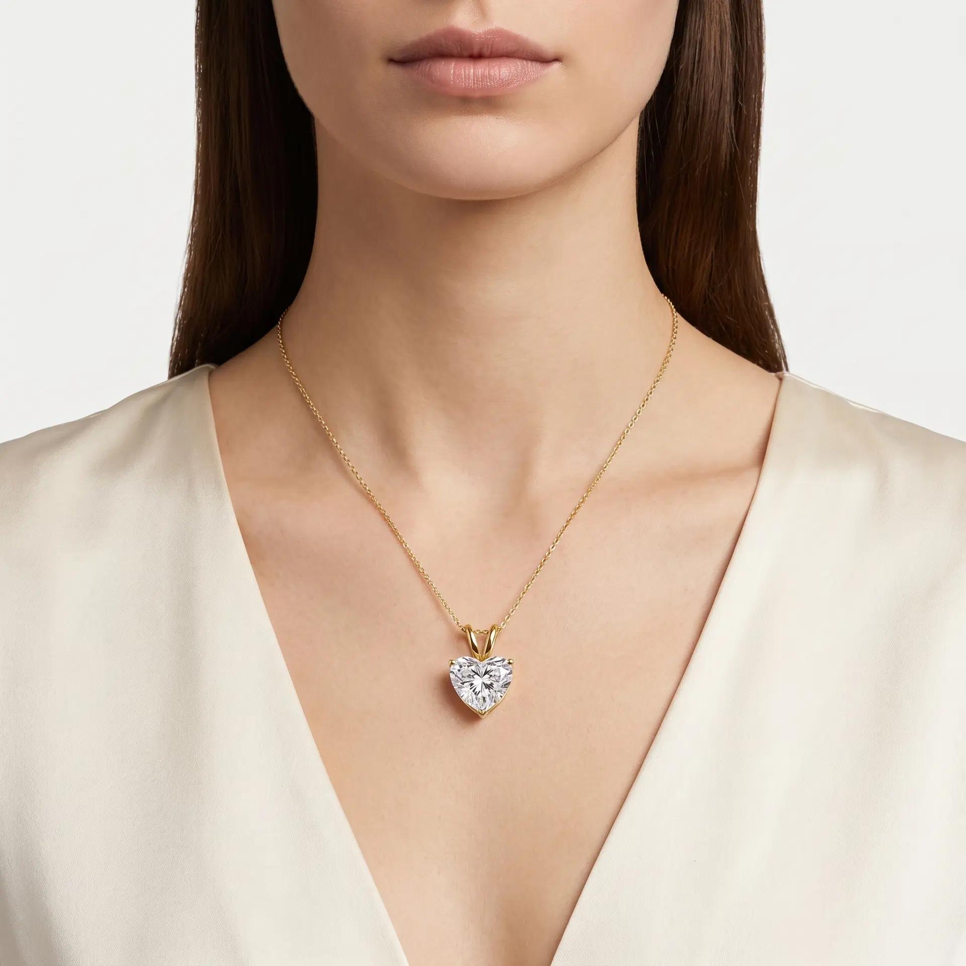 Heart Diamond Solitaire Pendant 2