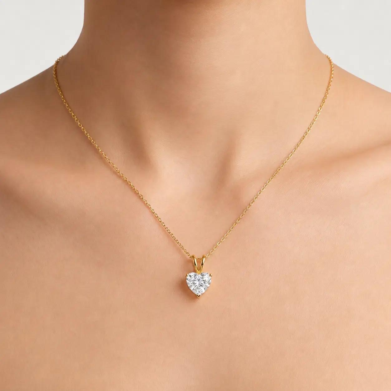 Heart Diamond Solitaire Pendant 3