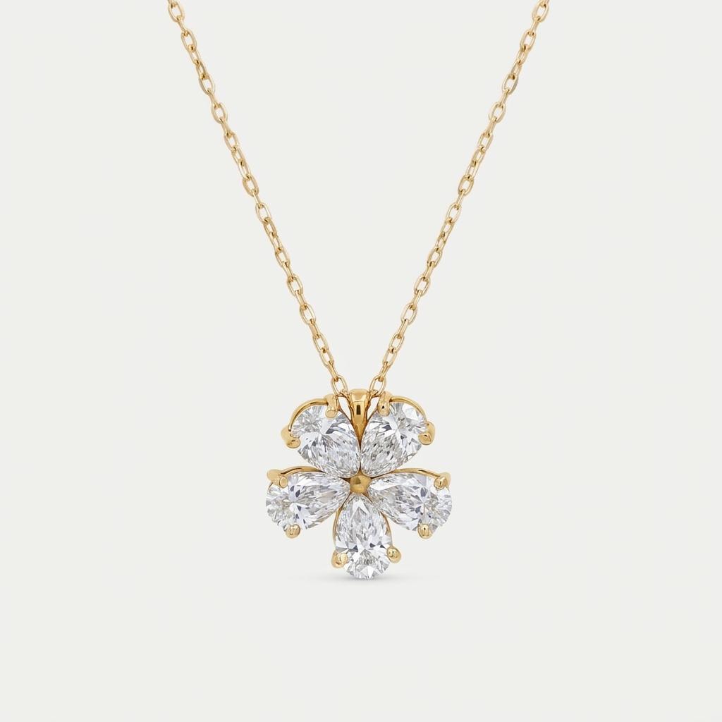 Pear Shape Lab Diamond Flower Pendant 1
