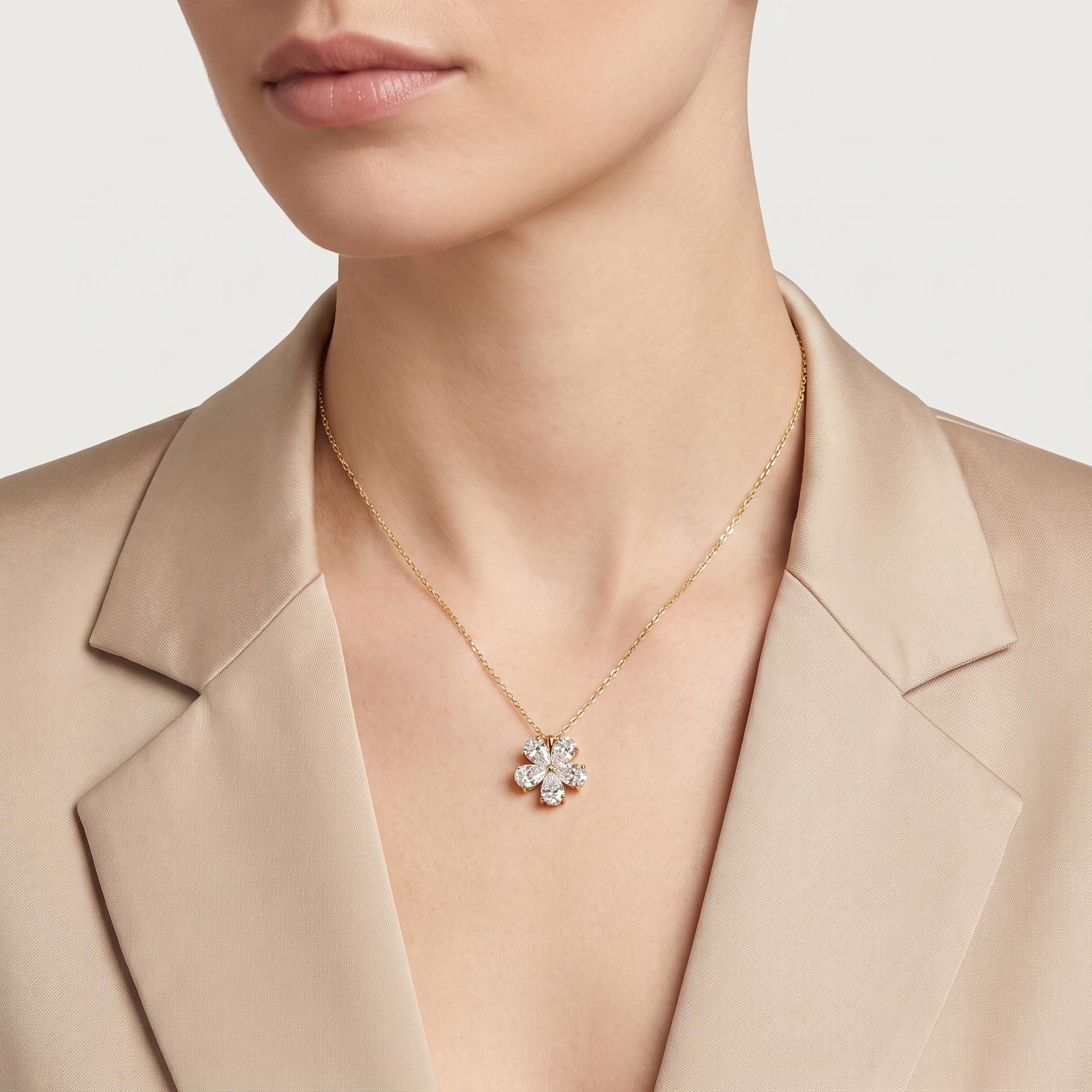 Pear Shape Lab Diamond Flower Pendant 2