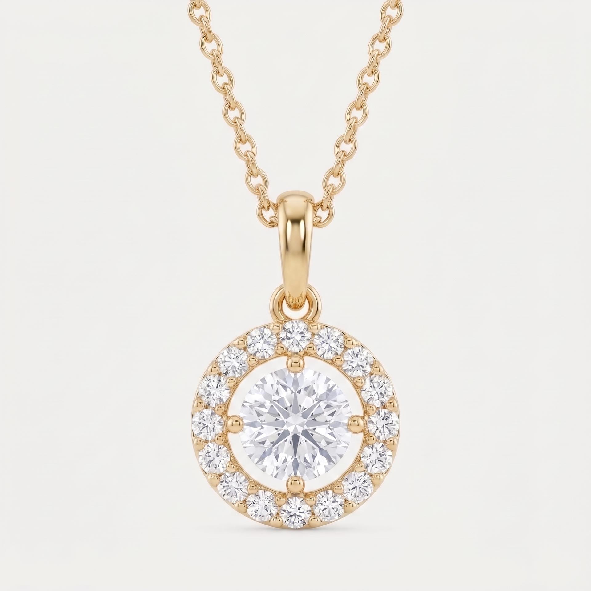 Round Cut Halo Lab Diamond Pendant 1