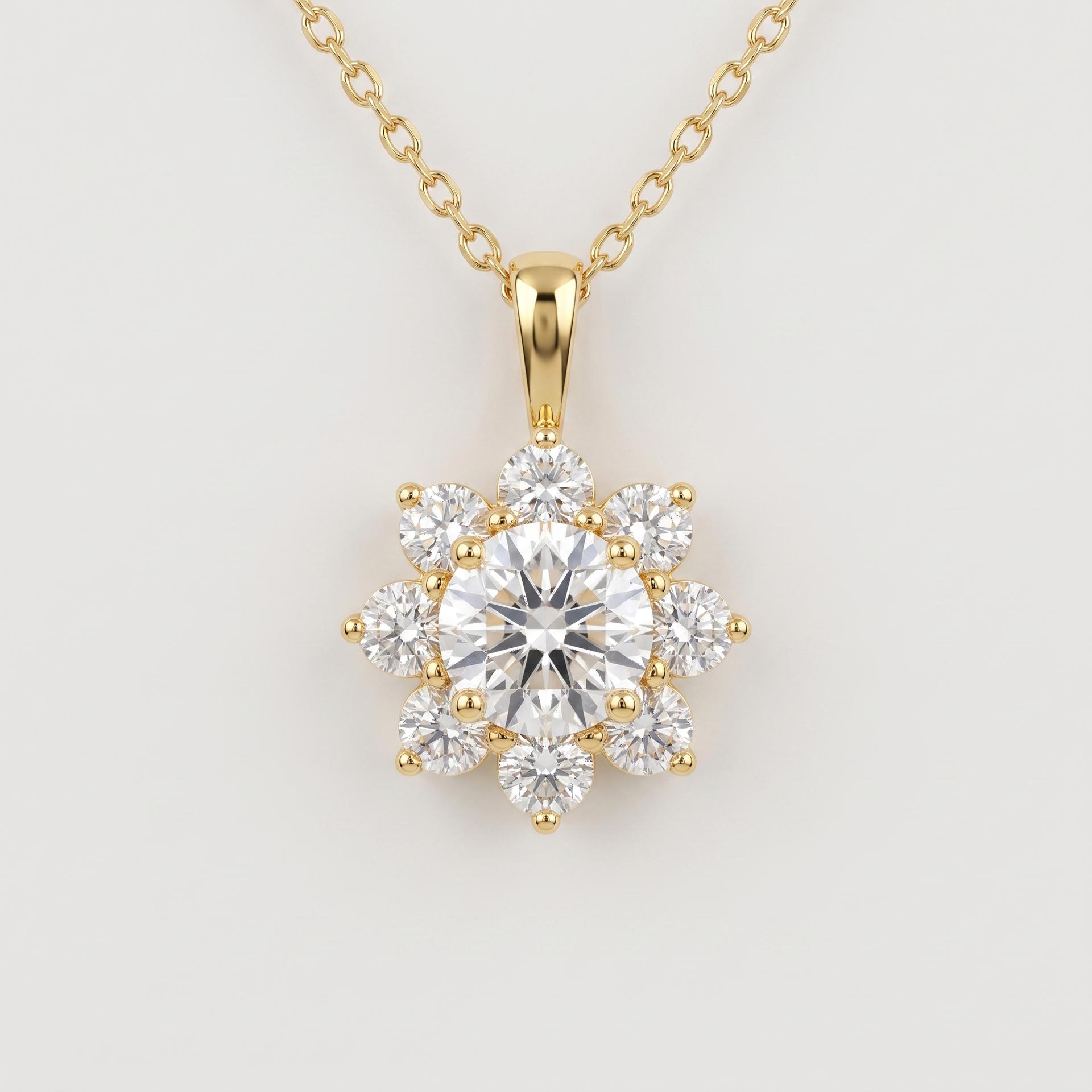 Round Diamond Halo Pendant 1