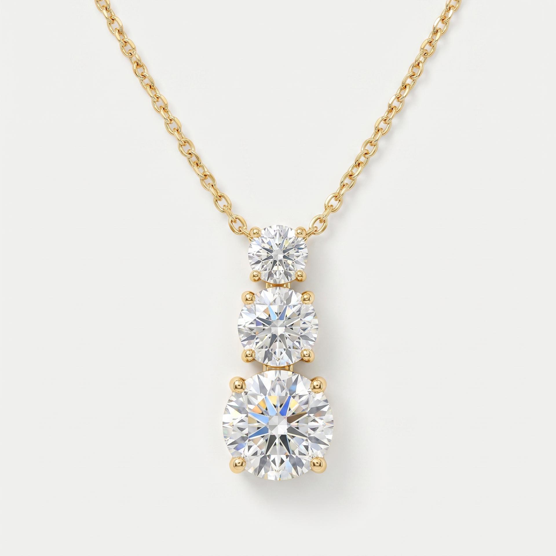 Three Stone Graduated Diamond Pendant 1