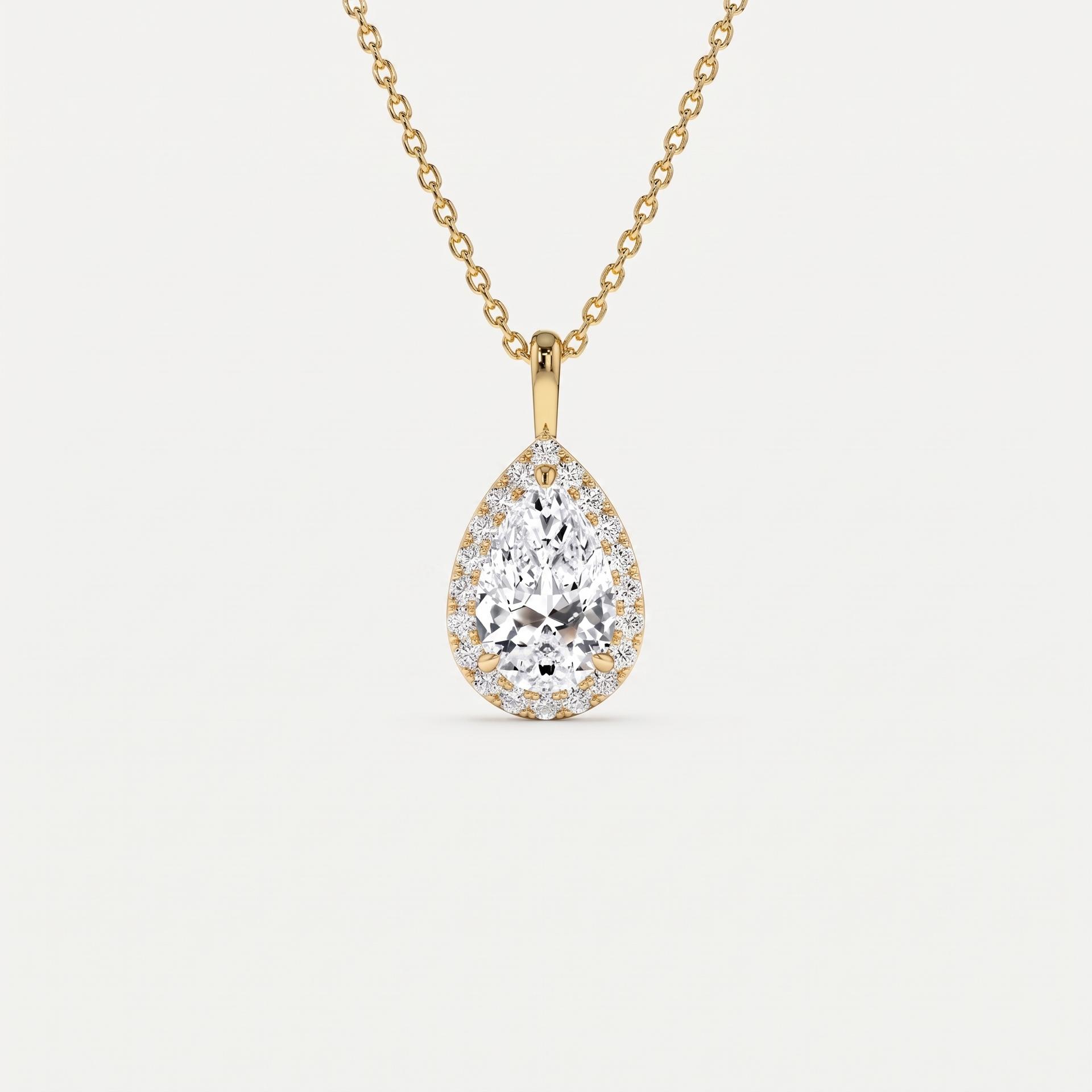 Pear Lab Grown Diamond Halo Pendant 1