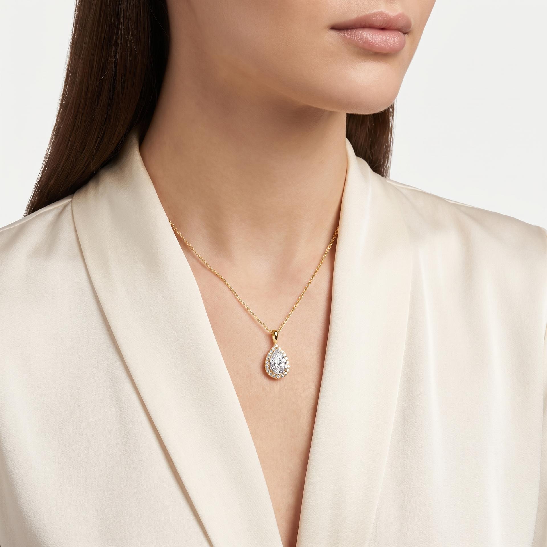 Pear Lab Grown Diamond Halo Pendant 2