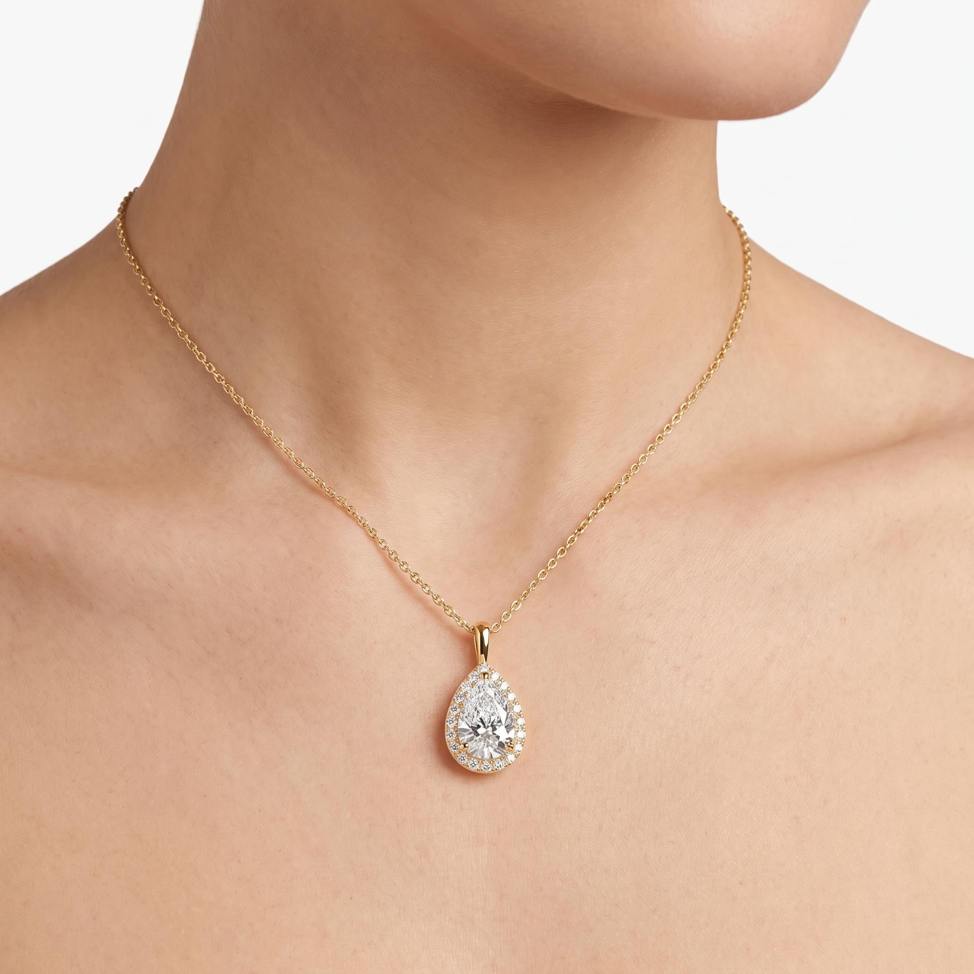 Pear Lab Grown Diamond Halo Pendant 3