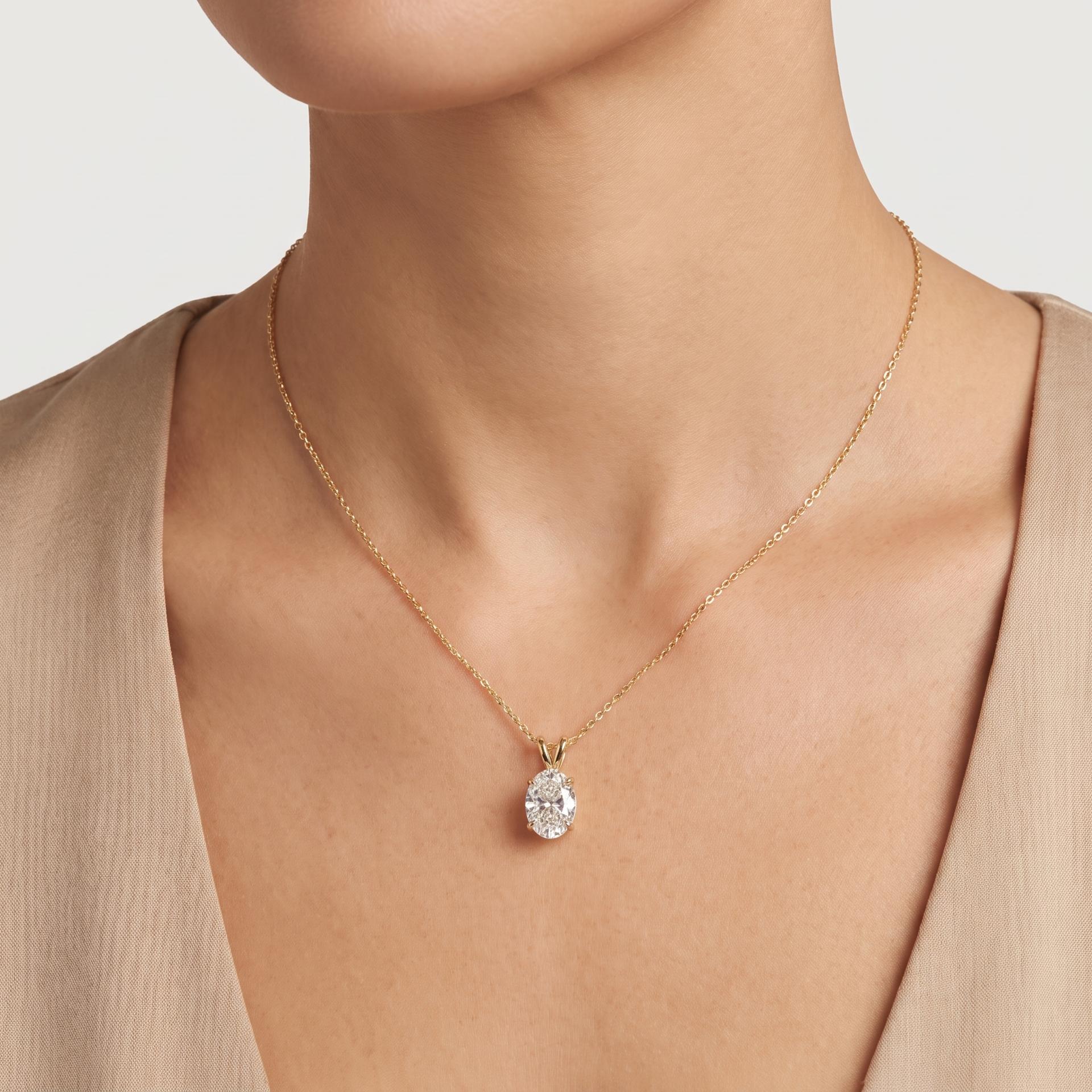 Classic Oval Diamond Pendant 2