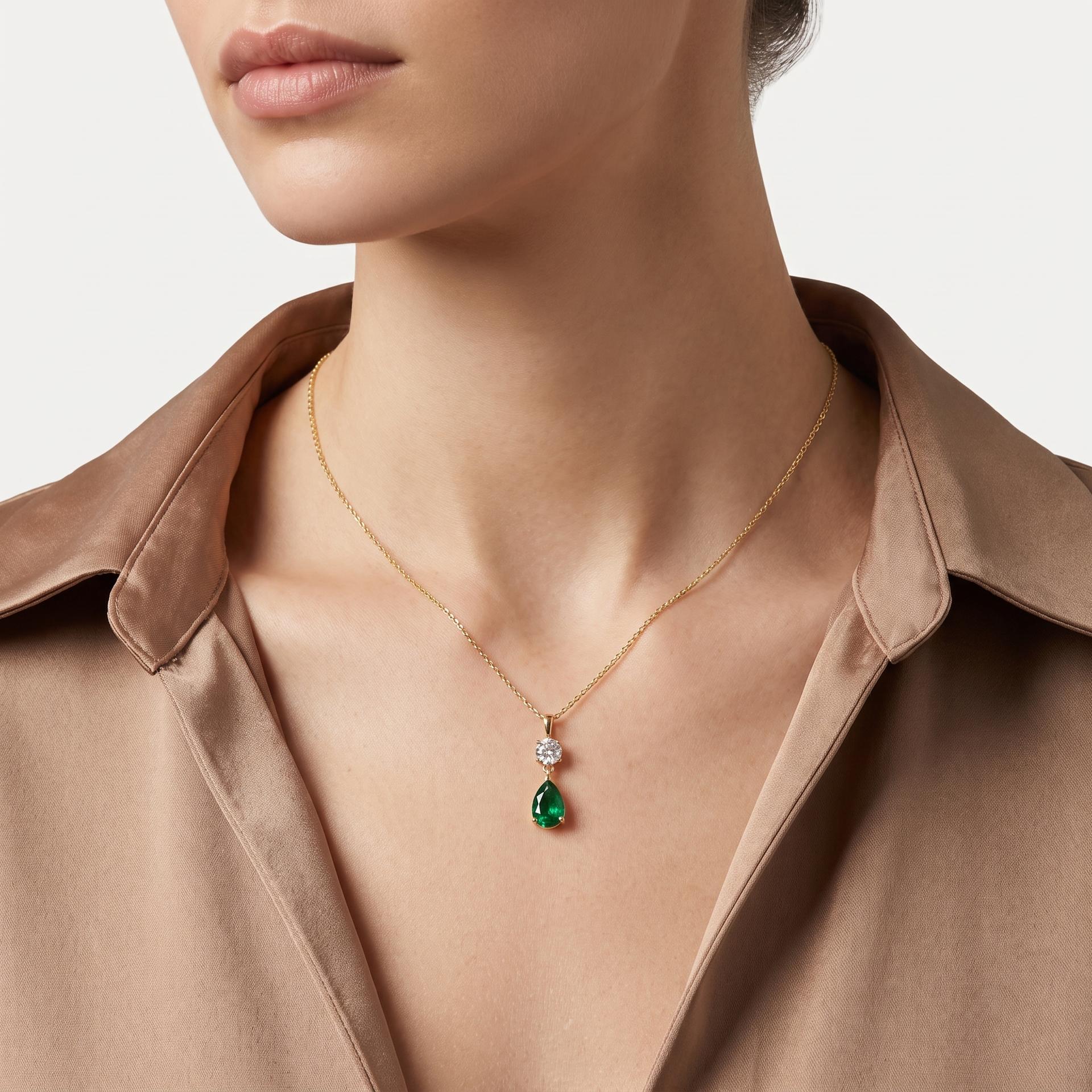 Pear Drop Green Stone Pendant 2