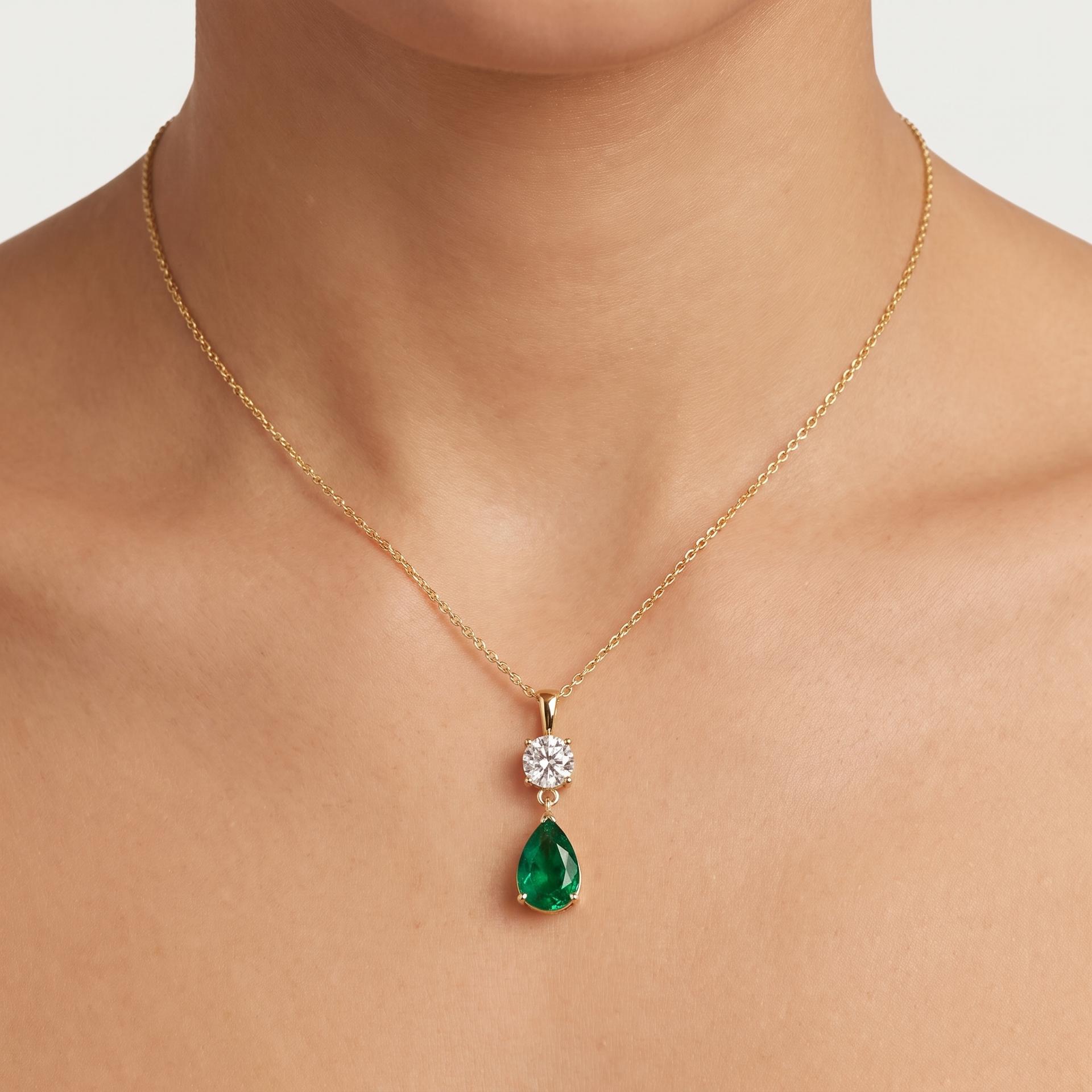 Pear Drop Green Stone Pendant 3