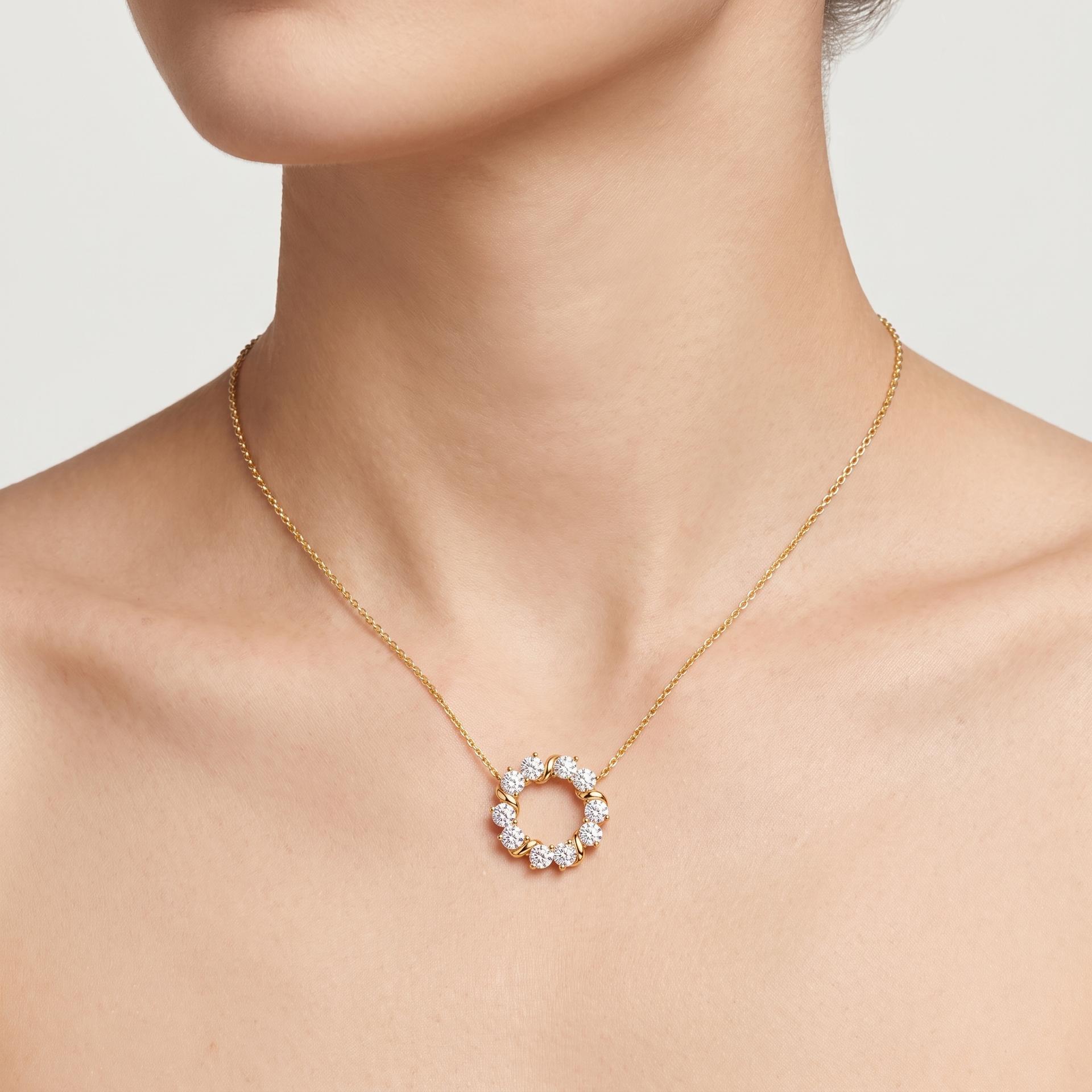 Round Diamond Open Circle Pendant 2