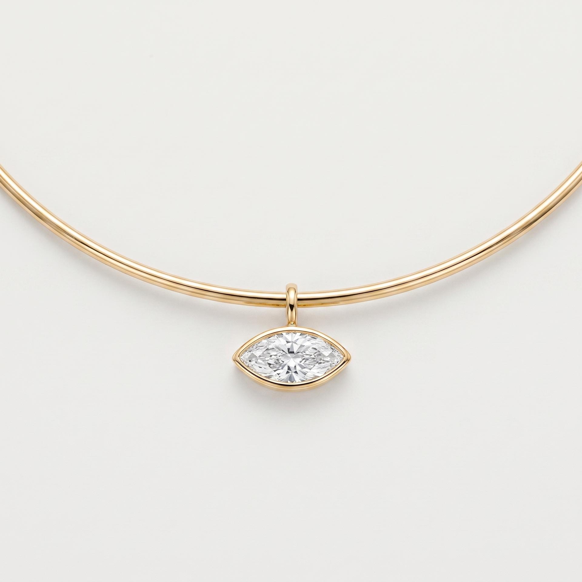 Bezel Set Horizontal Marquise Solitaire Pendant 1