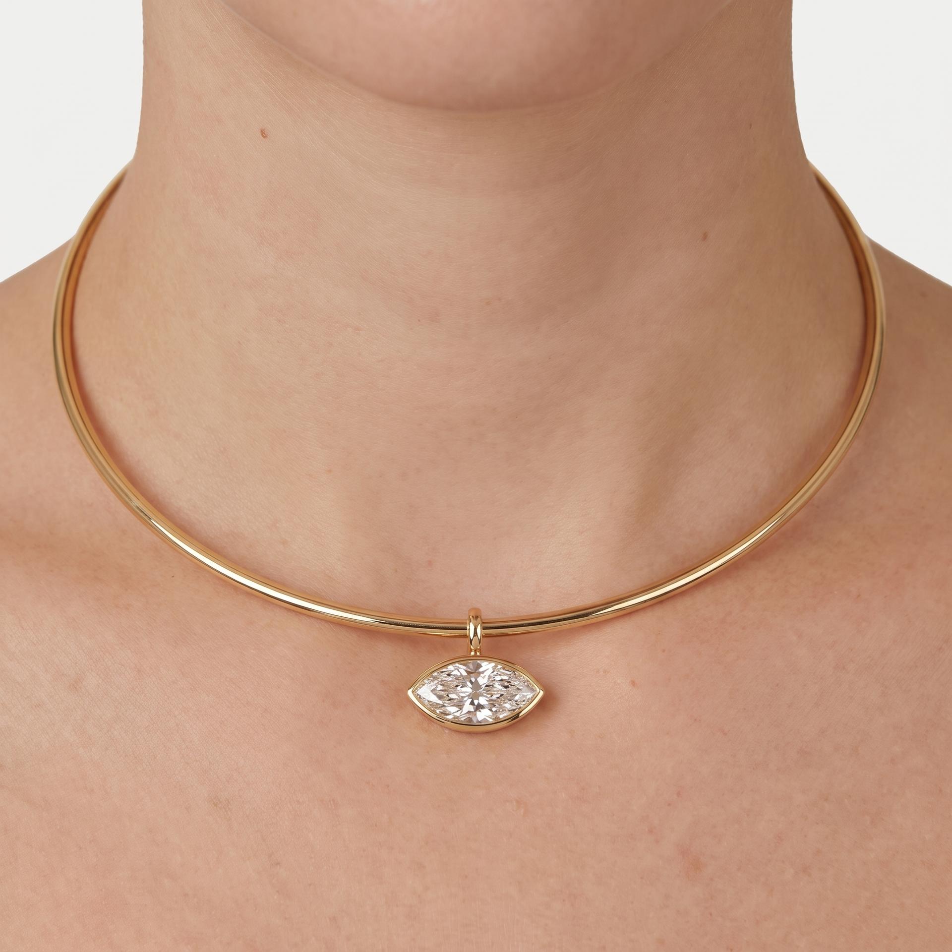 Bezel Set Horizontal Marquise Solitaire Pendant 3