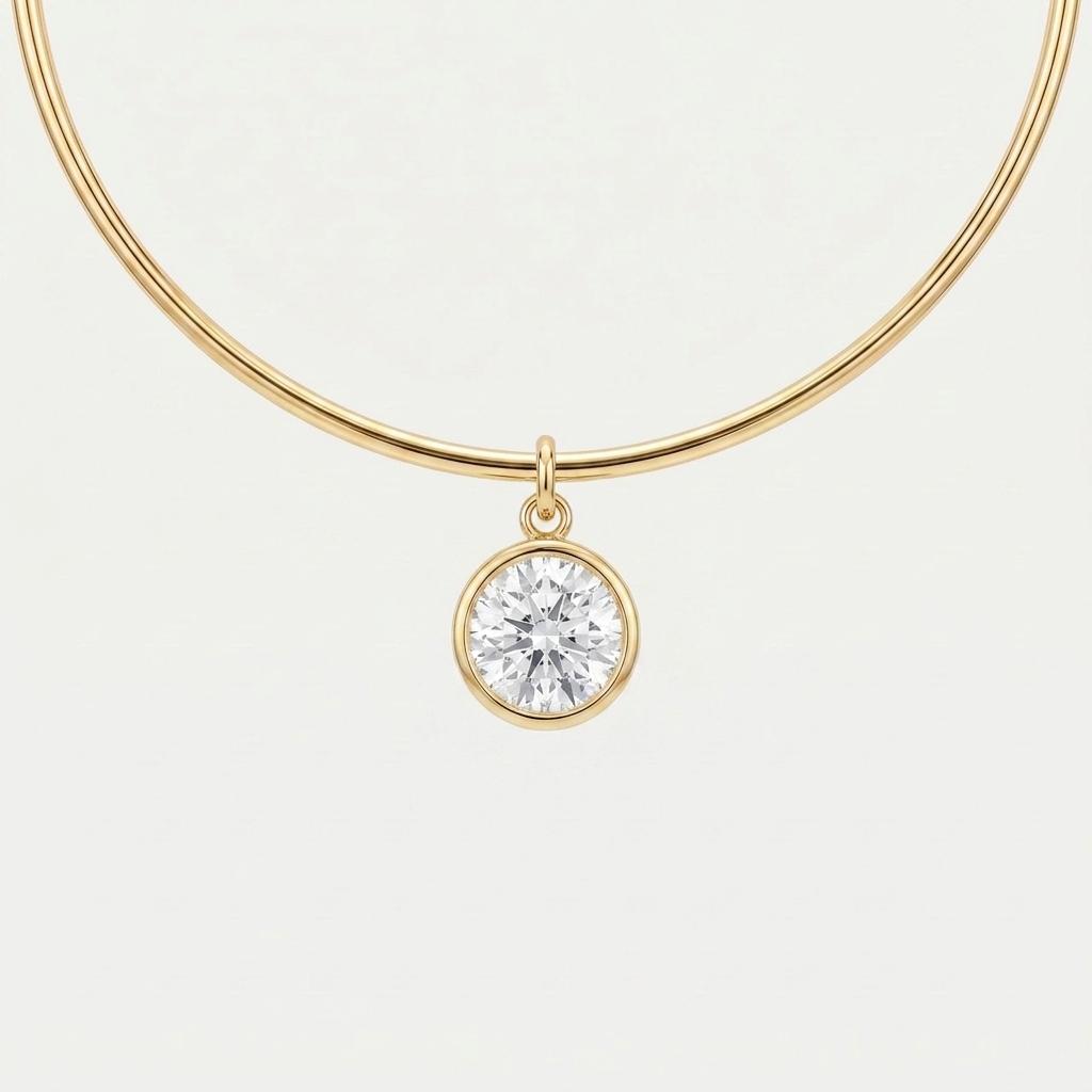 Round Cut Solitaire Pendant 1