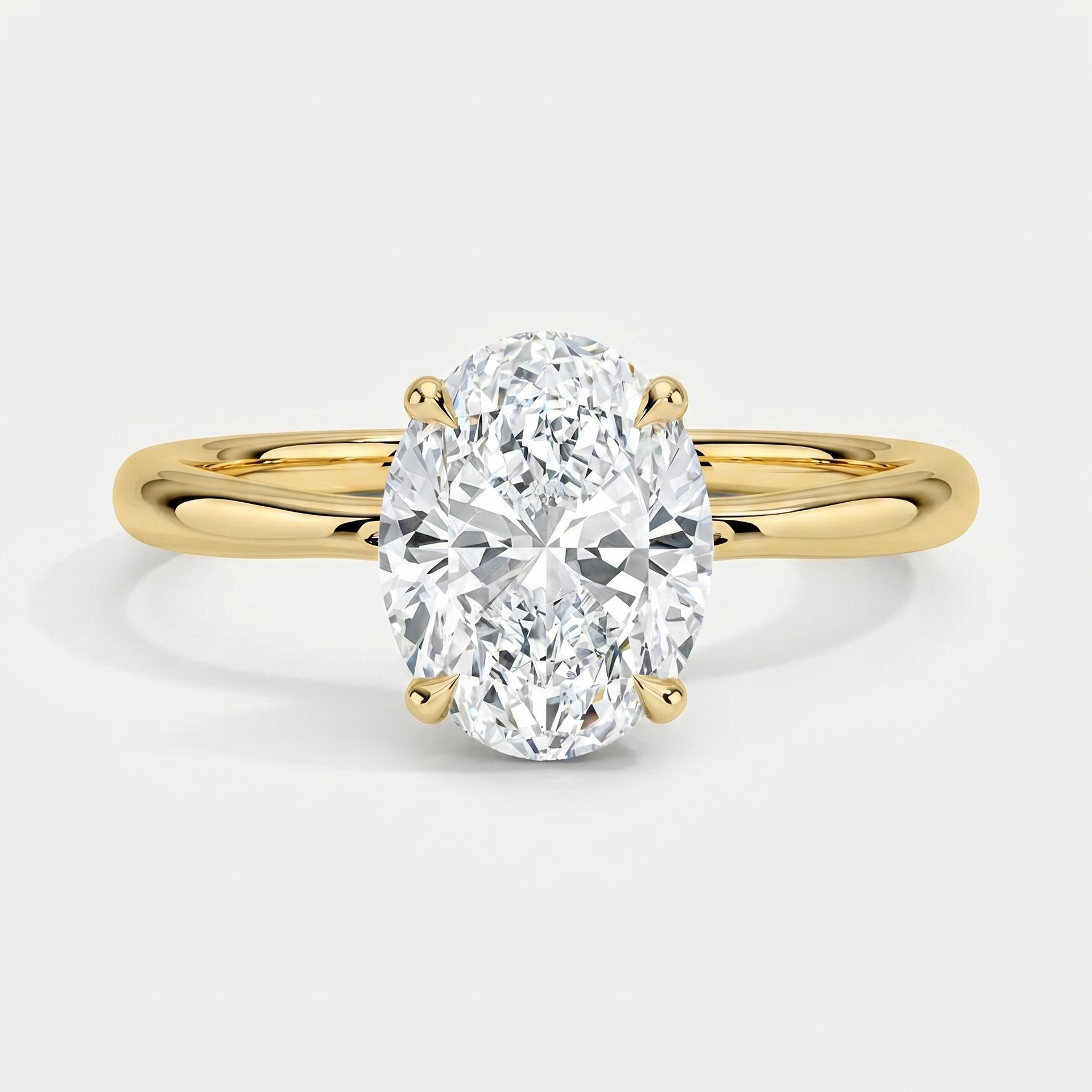 Oval Hidden Halo Solitaire Ring