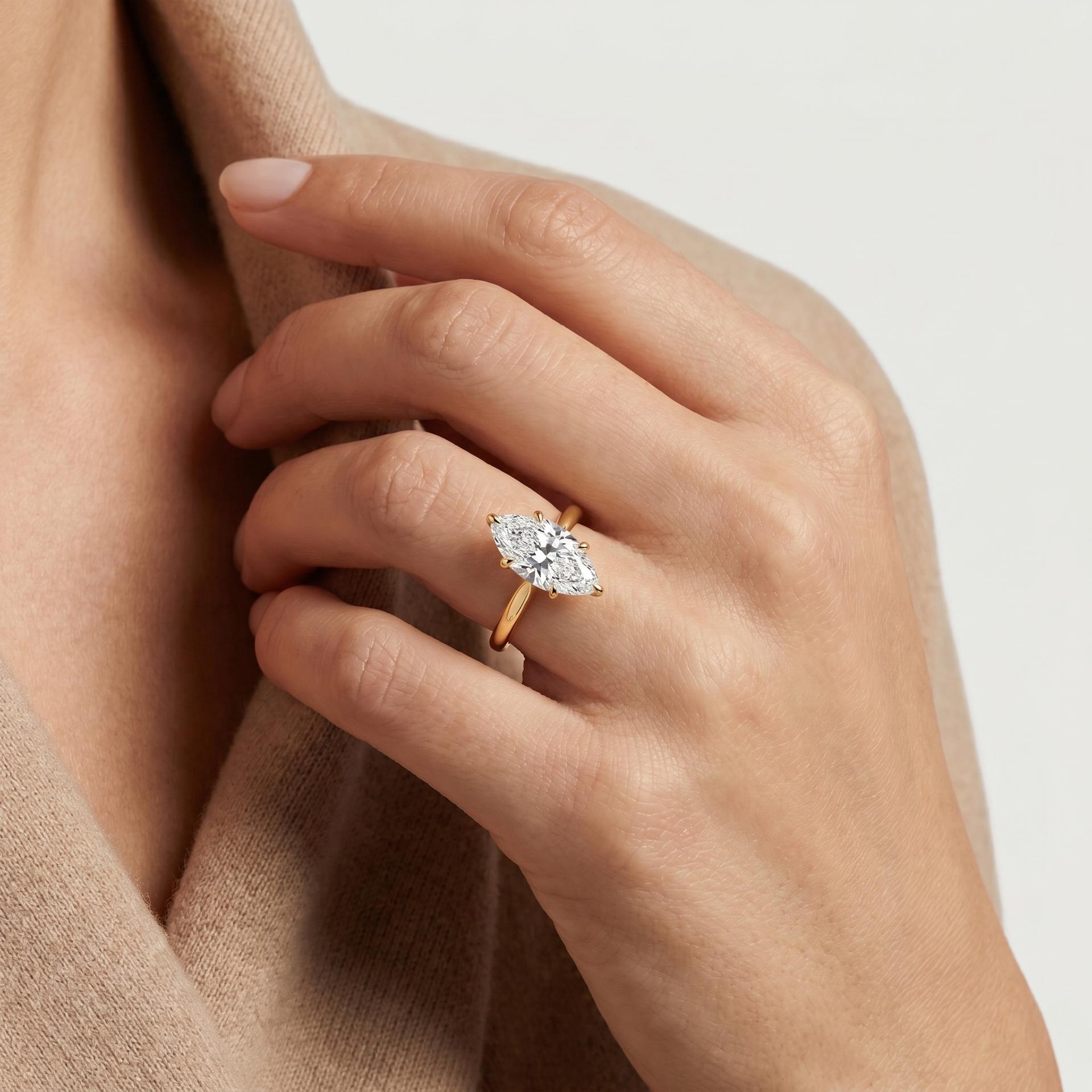Marquise Solitaire Ring on model