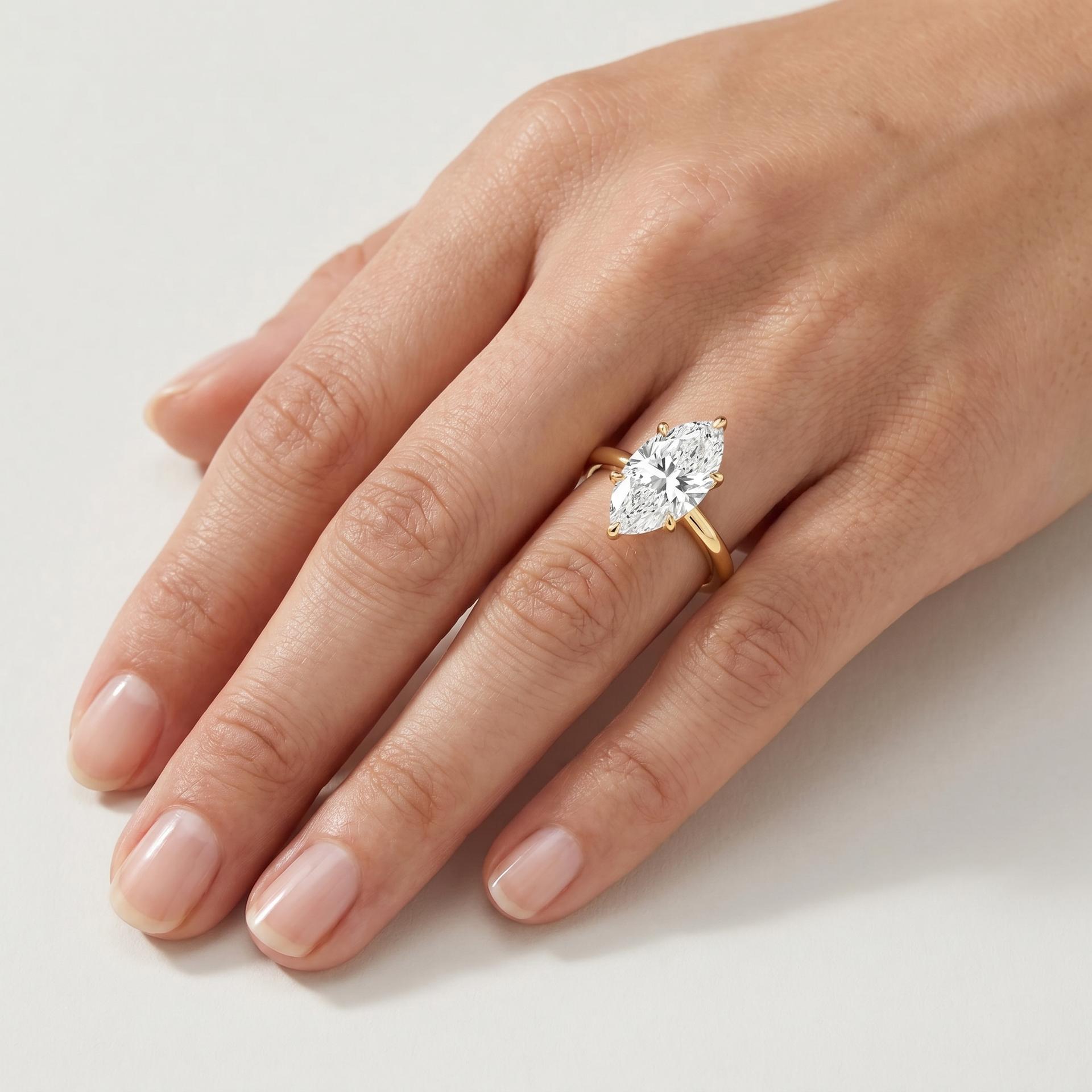 Marquise Solitaire Ring on model