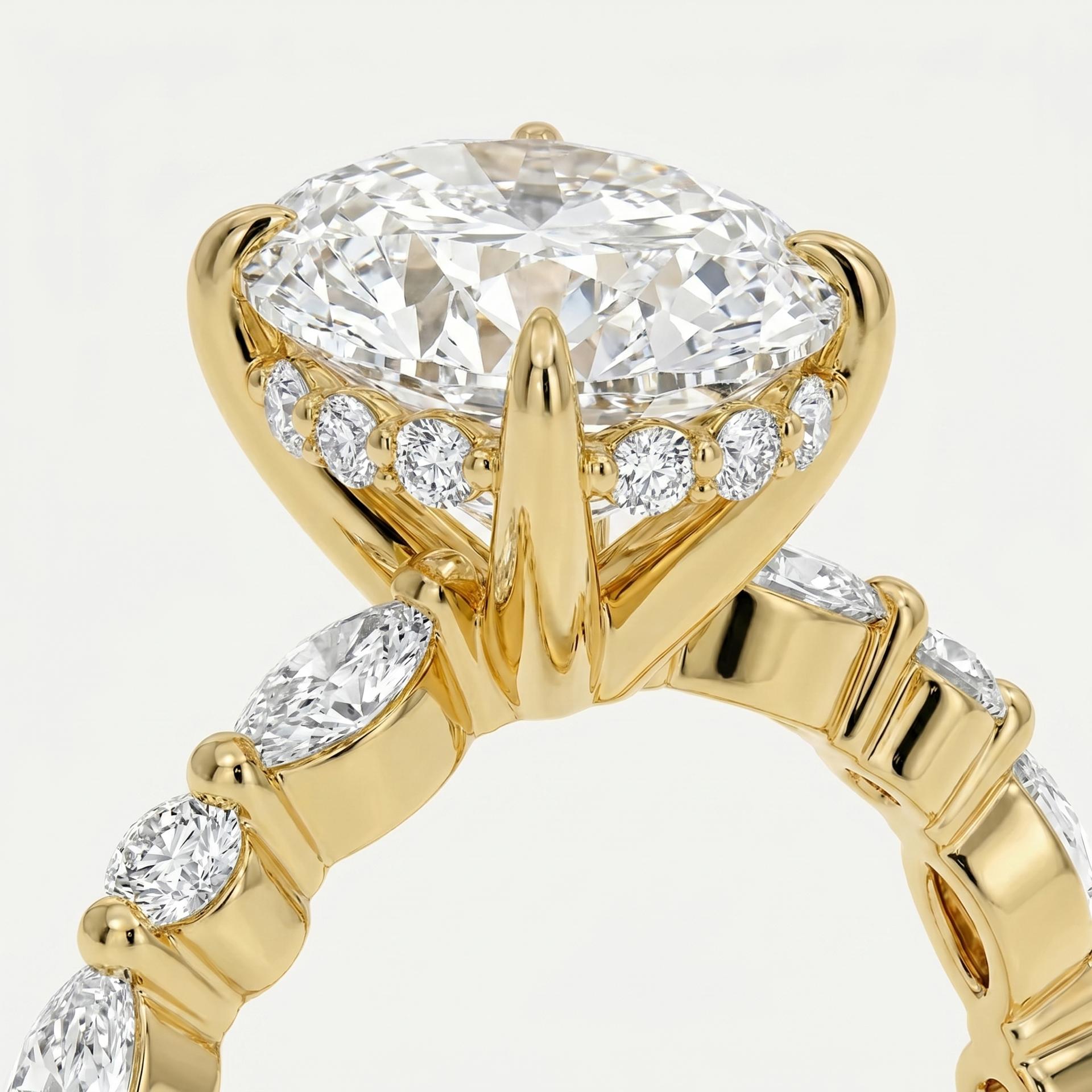 Oval Diamond Cluster Ring on model