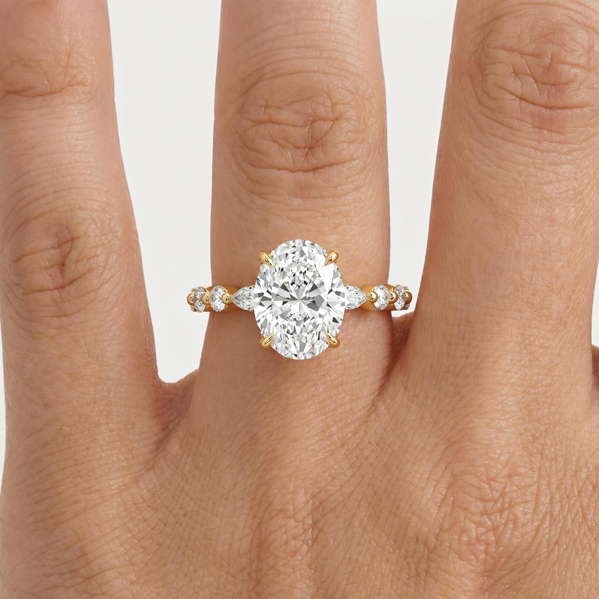 Oval Diamond Cluster Ring on model