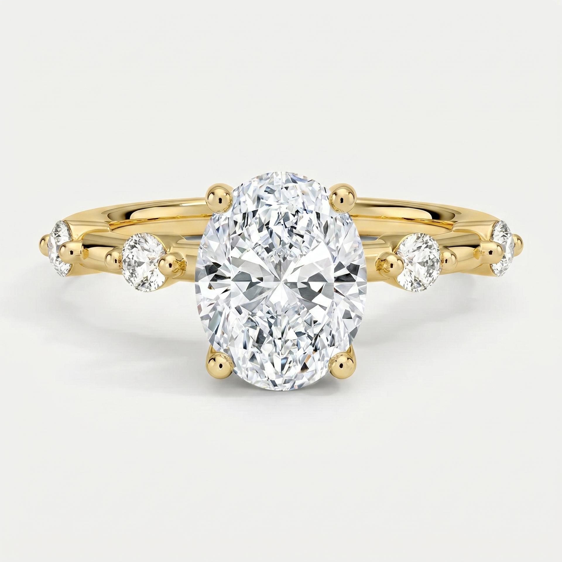 Oval Solitaire Scatter Ring