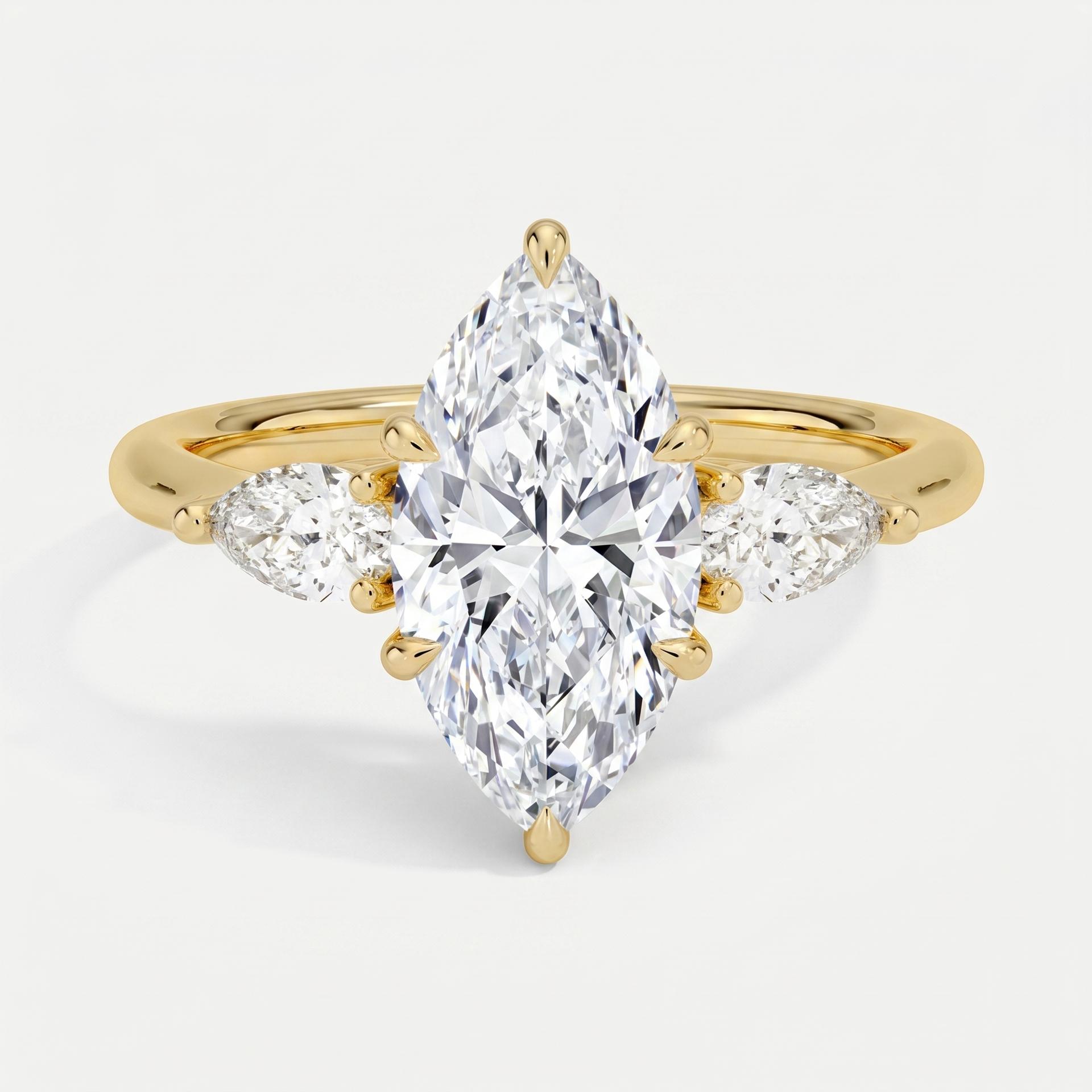 Marqise Three Stone Diamond Ring