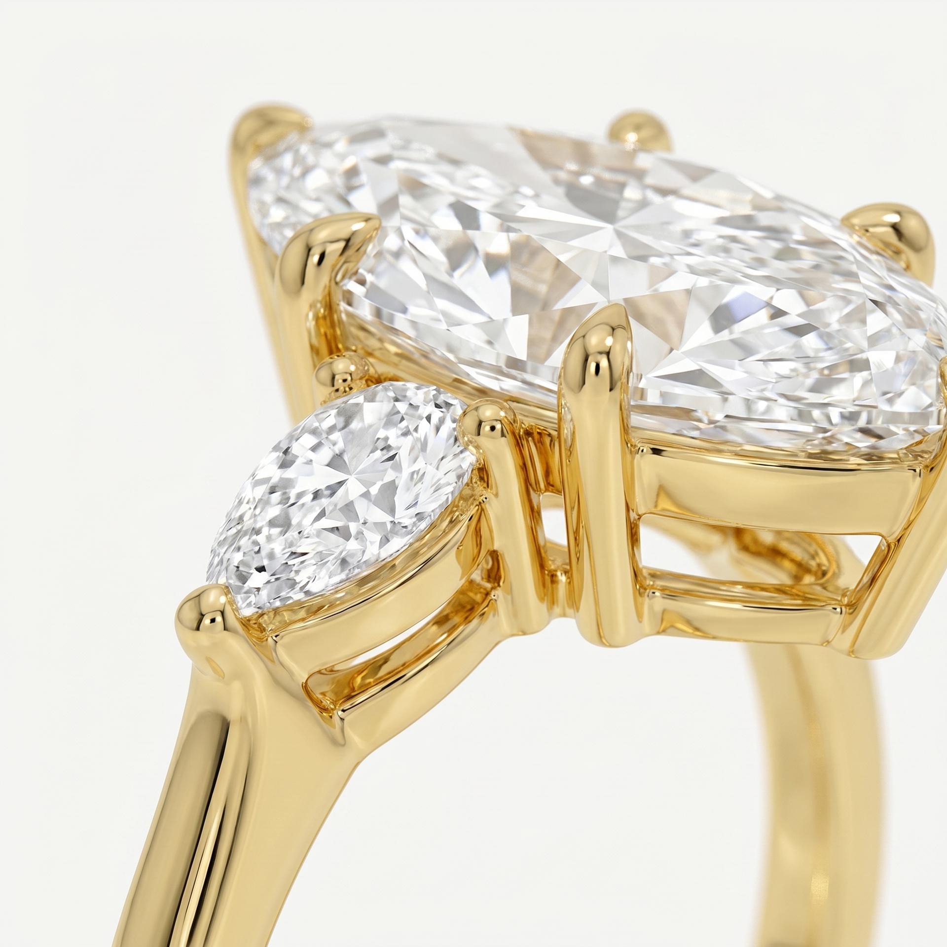 Marqise Three Stone Diamond Ring on model
