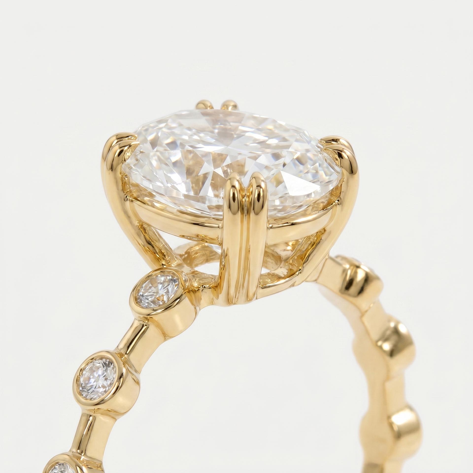 Oval Solitaire Station Ring on model