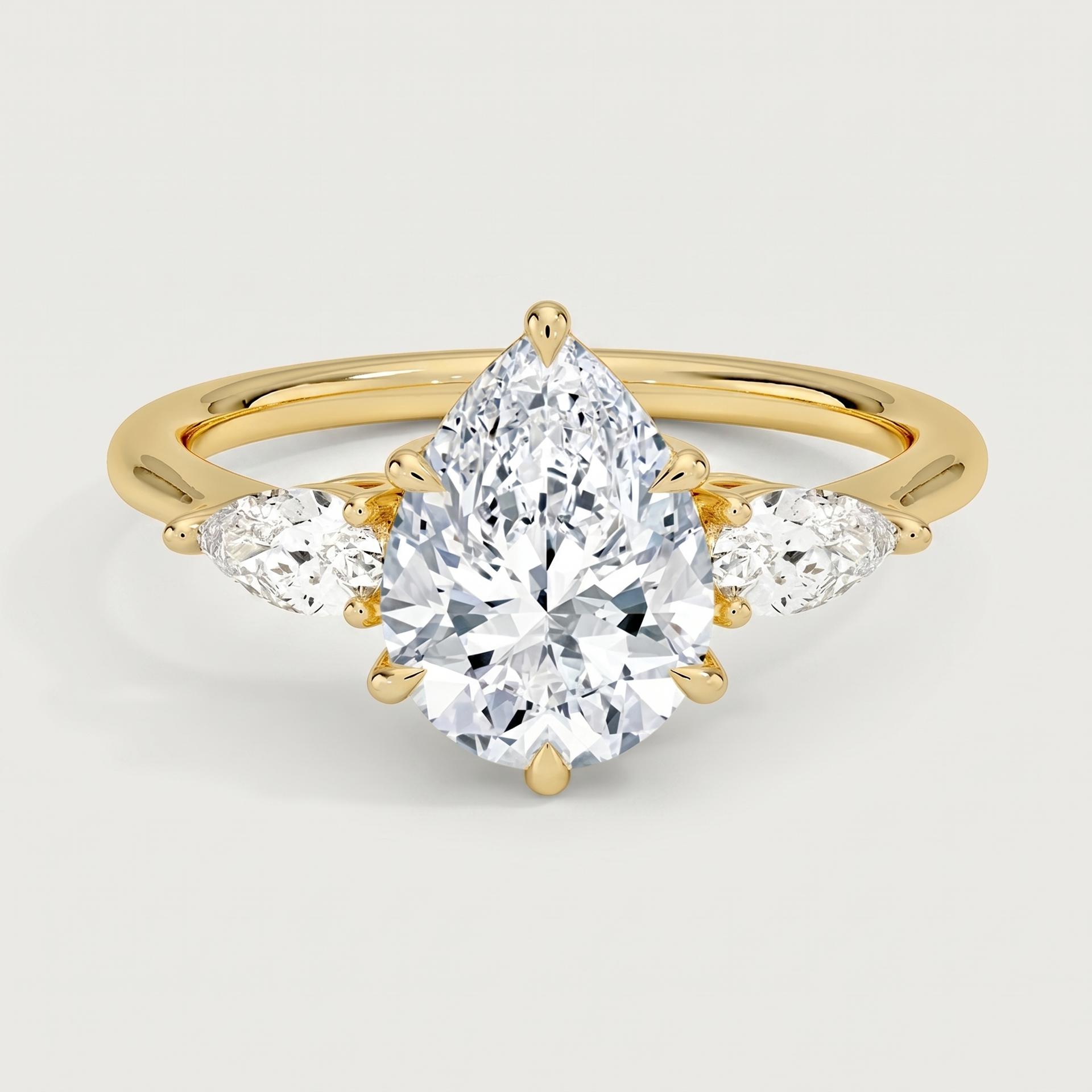 Pear Three Stone Ring