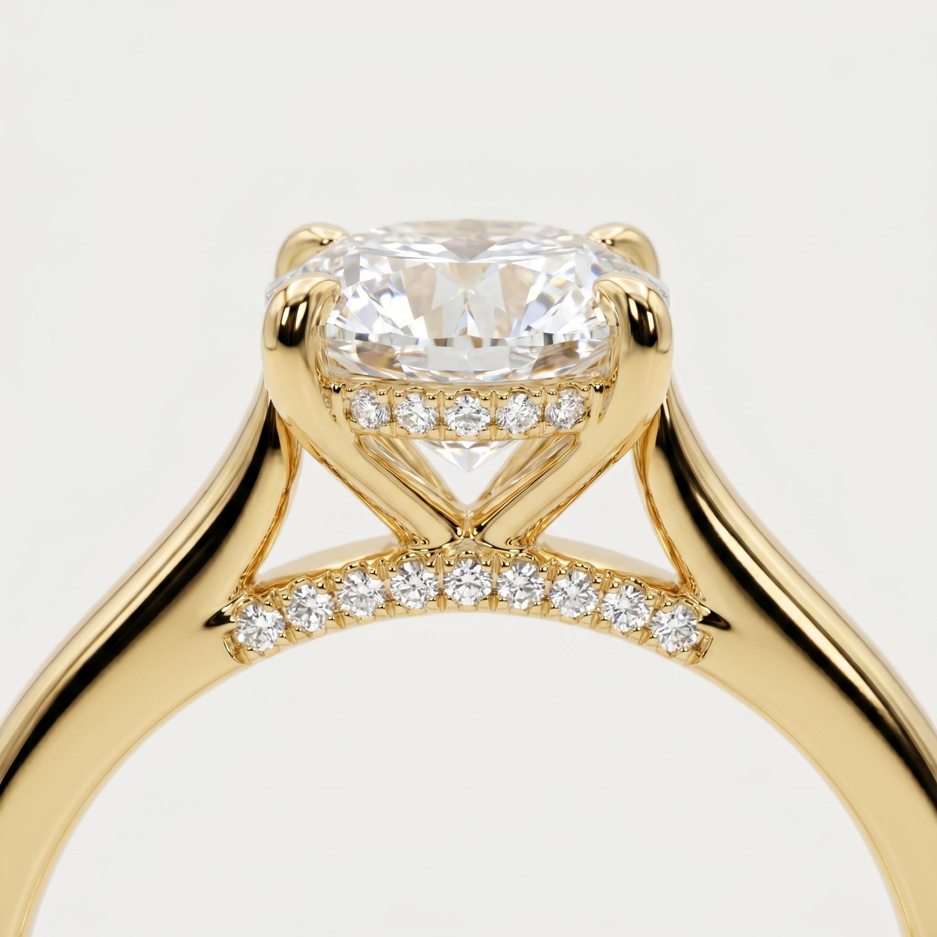 Round Hidden Halo Diamond Ring on model