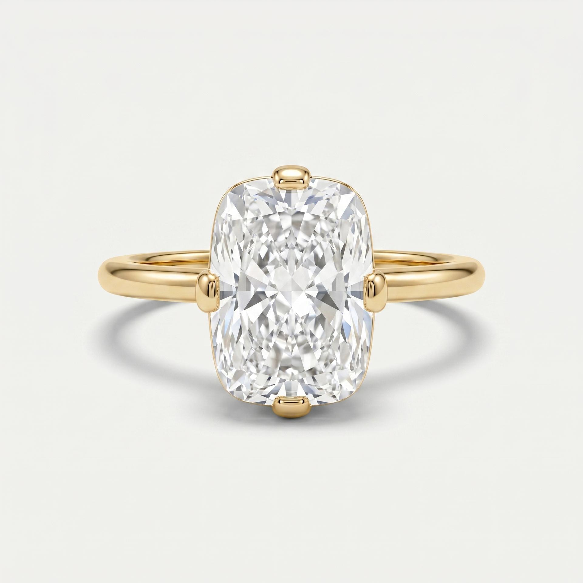 Elongated Cushion Diamond Ring