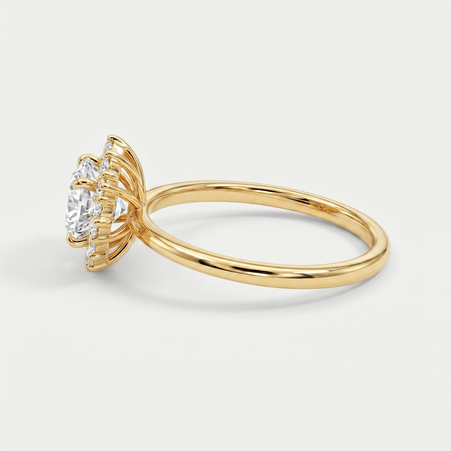 Sunburst Halo Diamond Ring on model