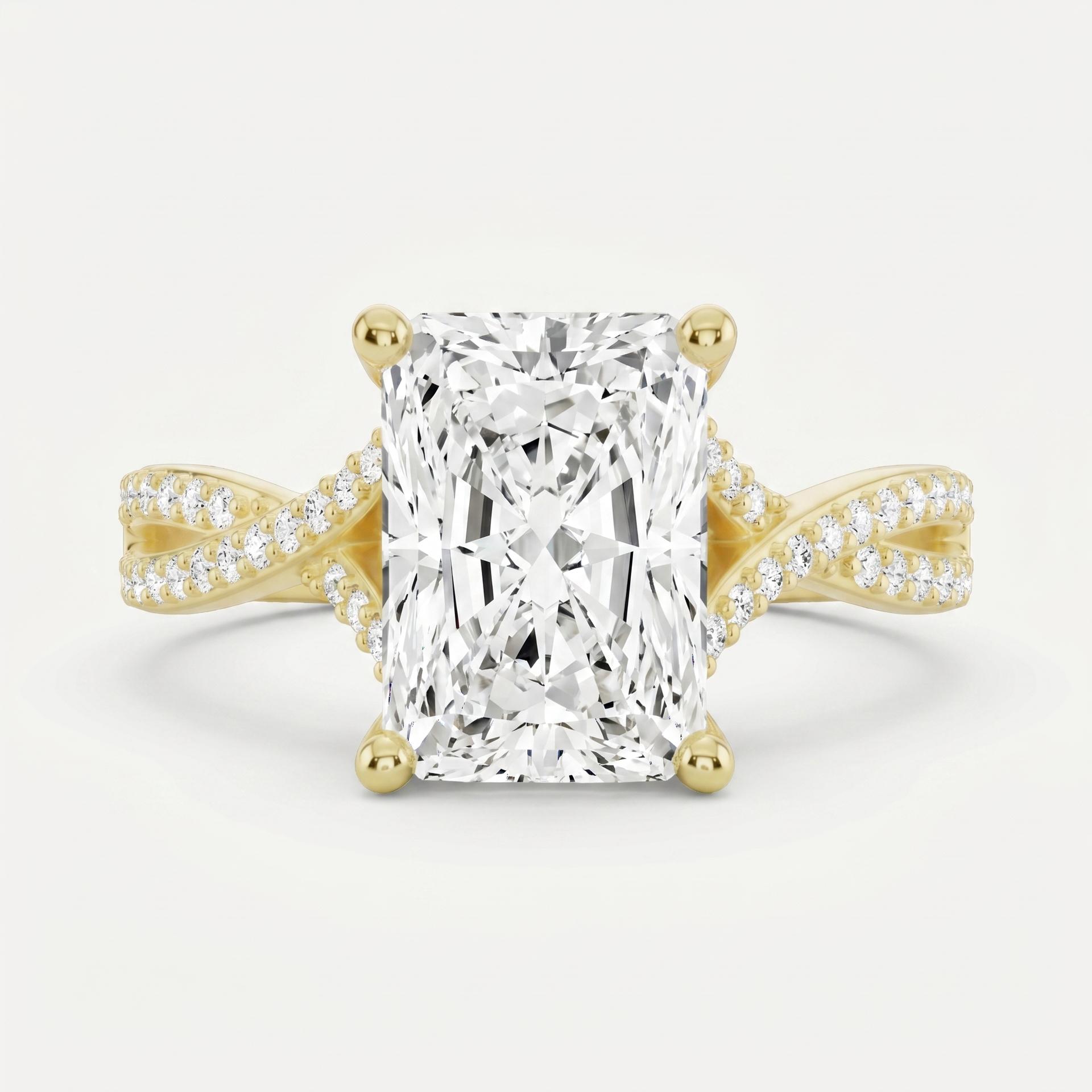 Radiant Double Twist Diamond Ring