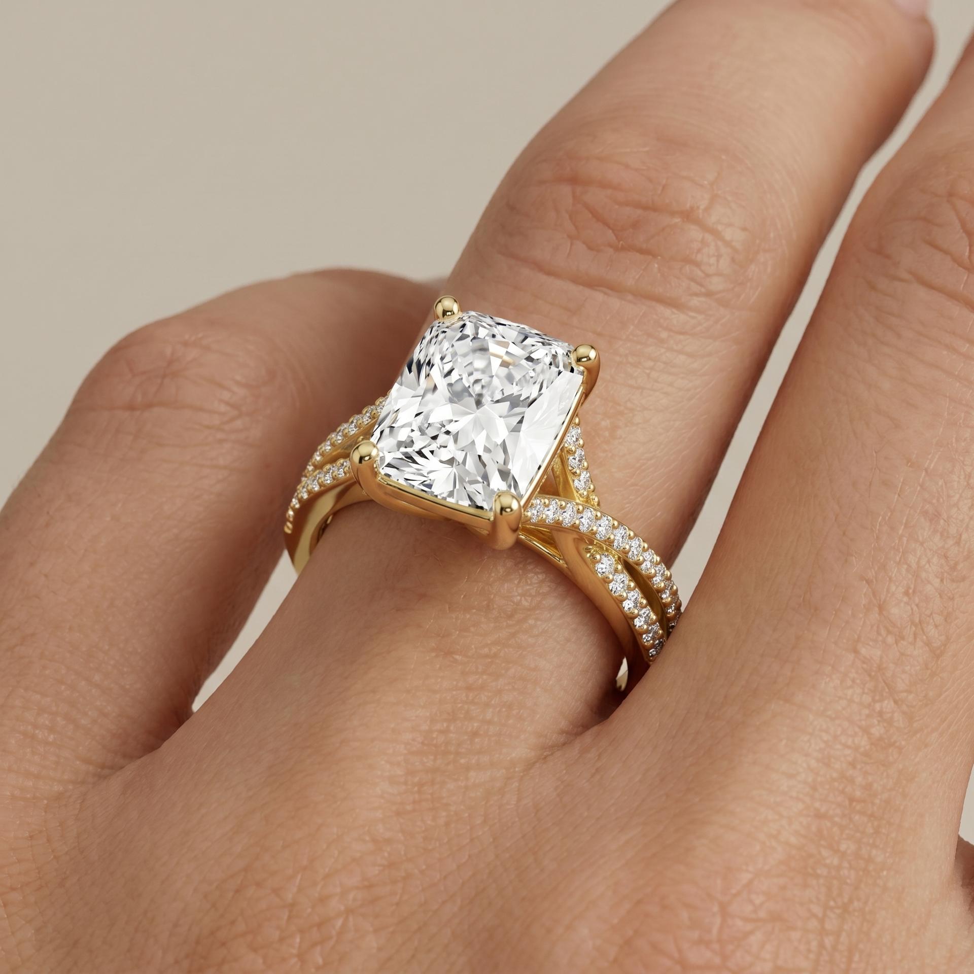 Radiant Double Twist Diamond Ring on model
