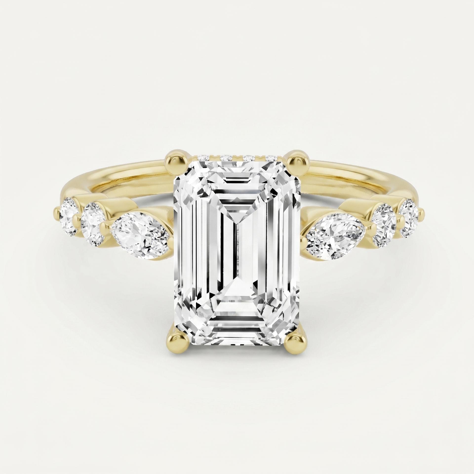 Emerald Hidden Halo Diamond Ring