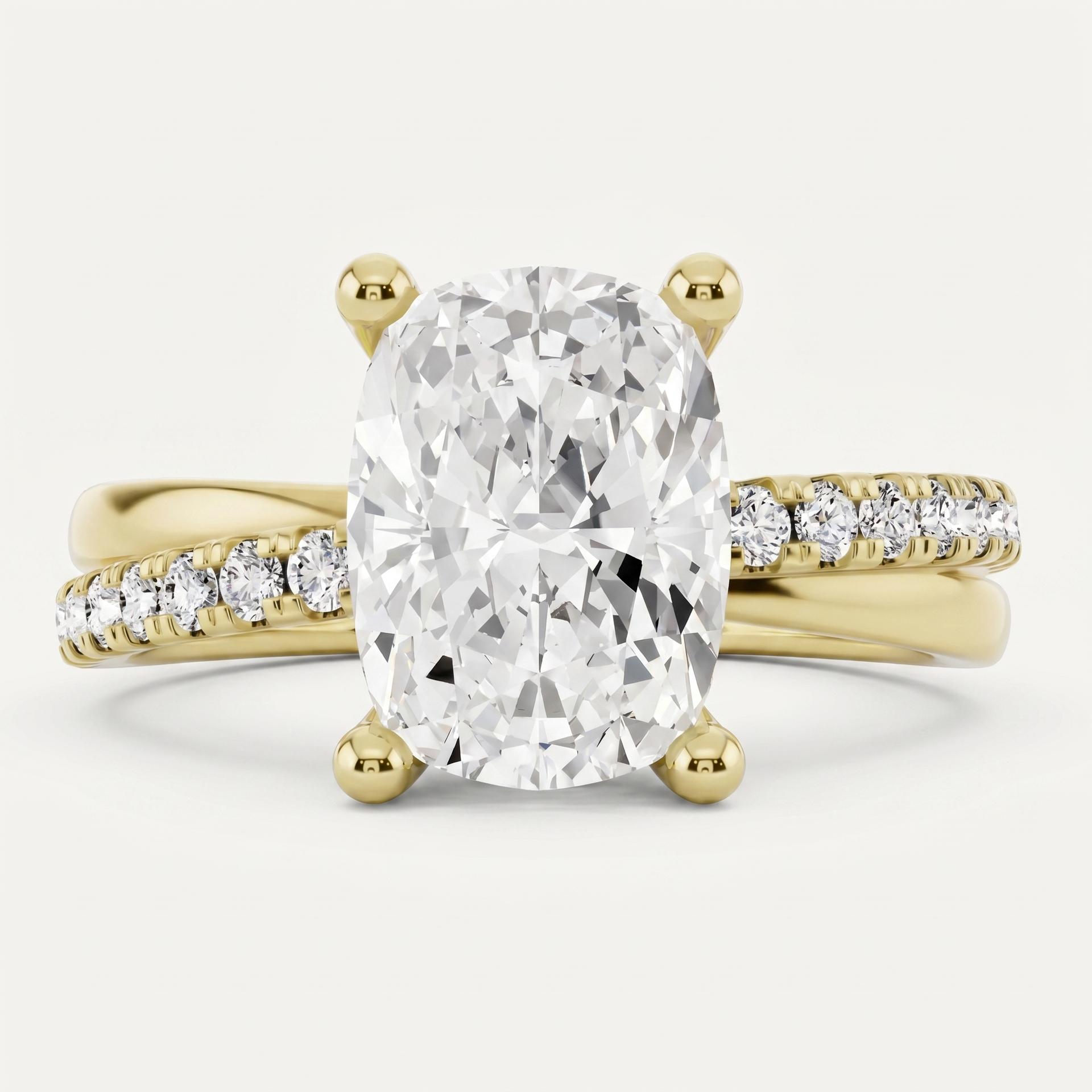 Elongated Cushion Crossover Ring