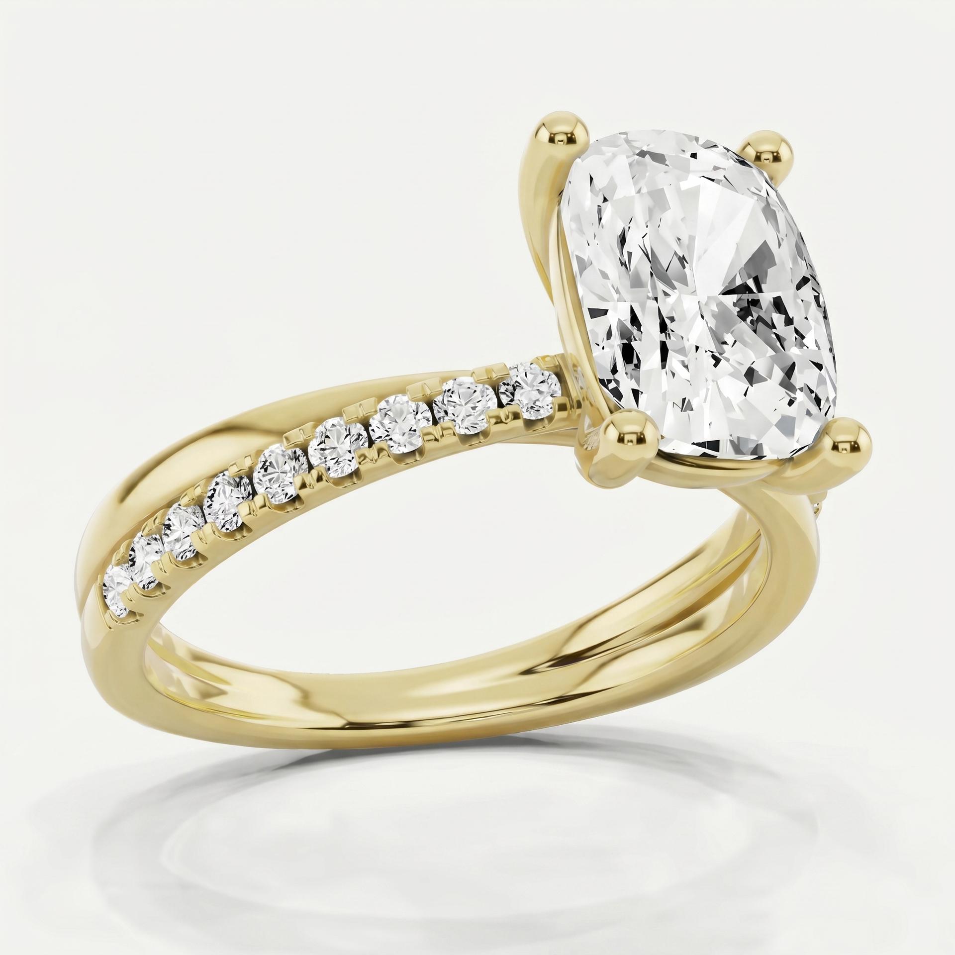 Elongated Cushion Crossover Ring on model