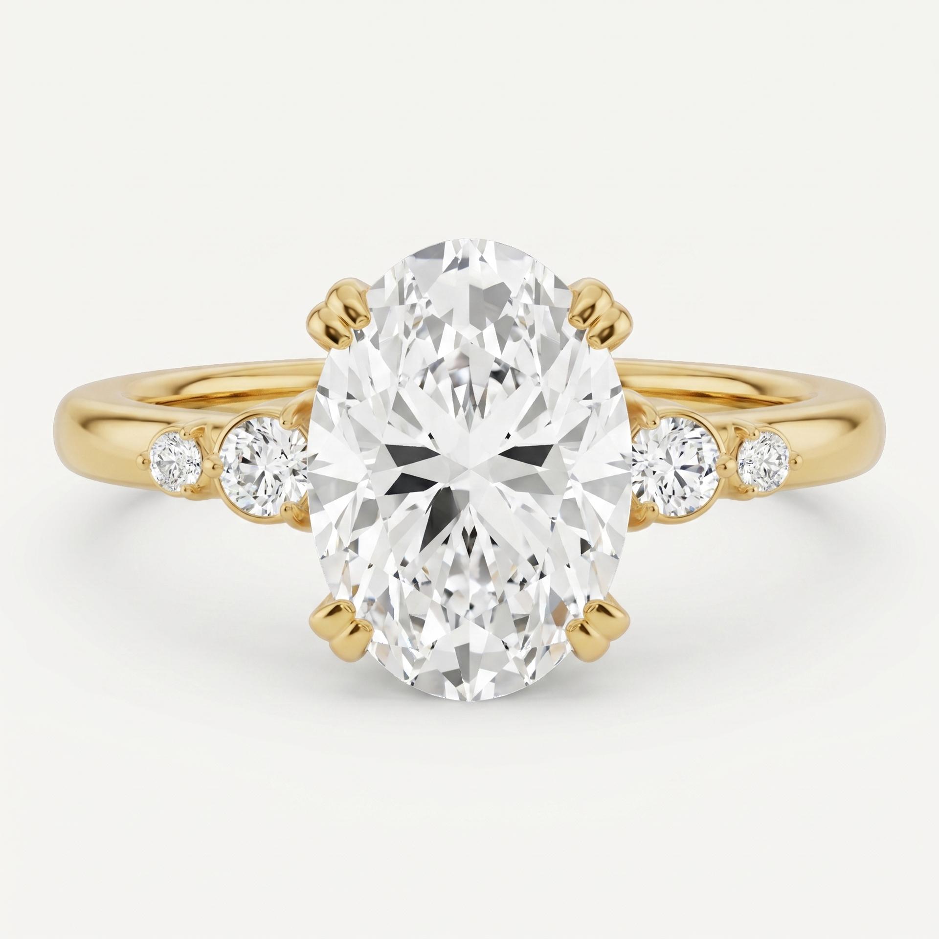 Oval Solitaire Side Stone Ring